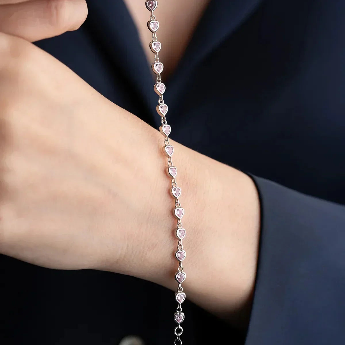 MINI ROZA HERZ ARMBAND | 925 SILBER