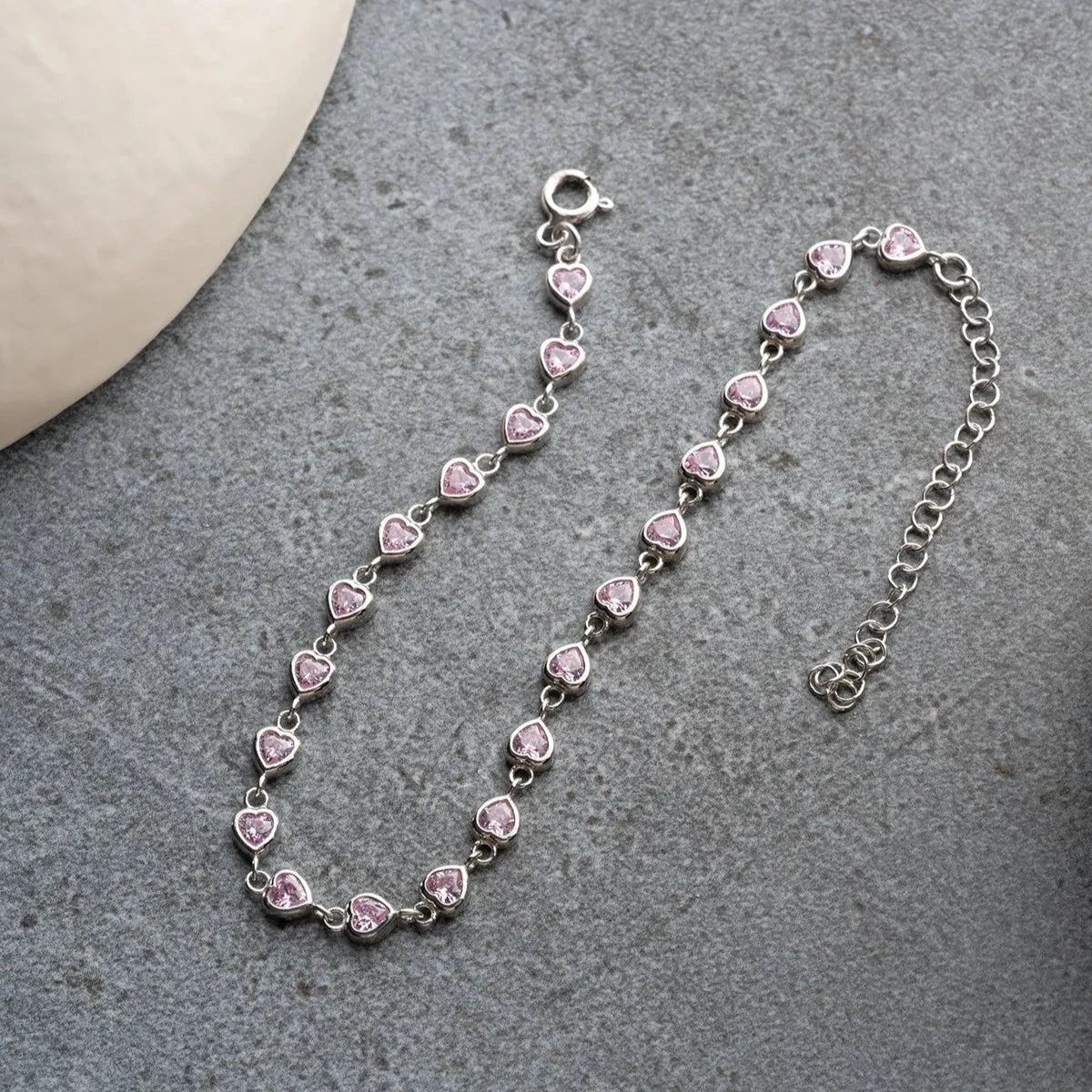 MINI ROZA HERZ ARMBAND | 925 SILBER