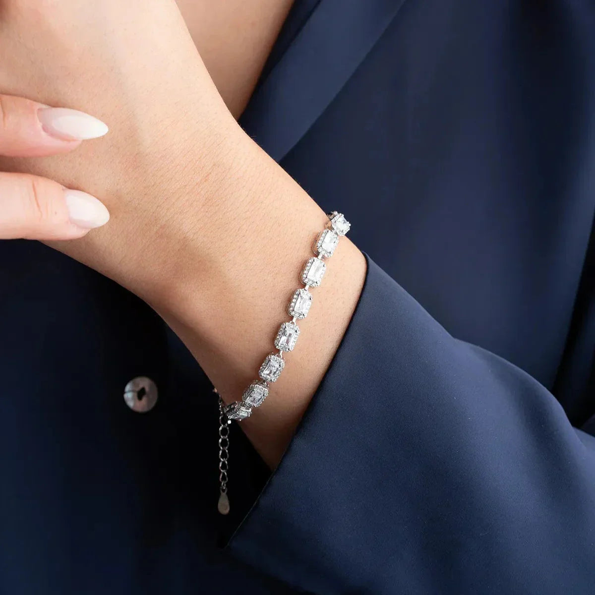 ARMBAND MIT BAGUETTE STEIN | 925 SILBER
