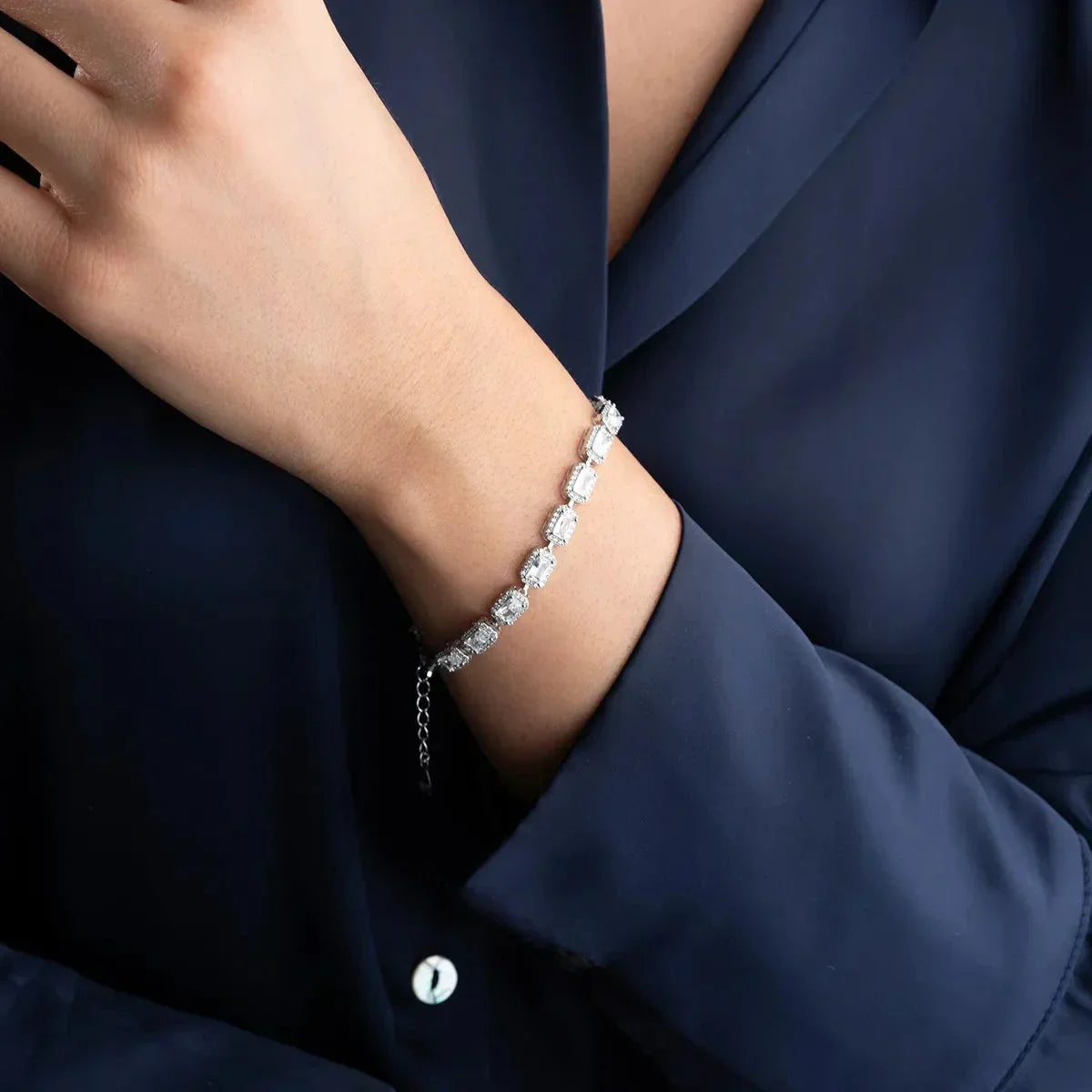 ARMBAND MIT BAGUETTE STEIN | 925 SILBER