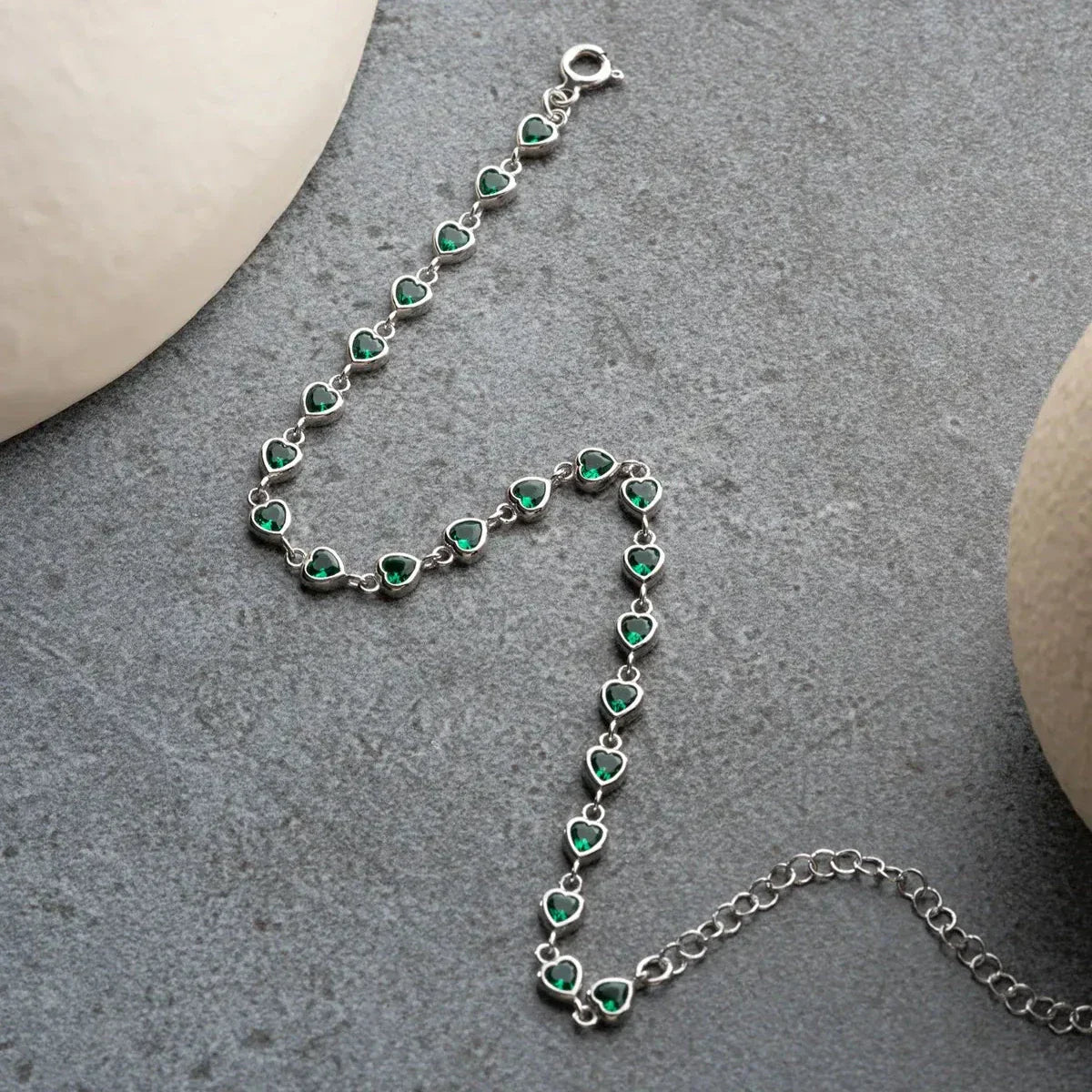 MINI HERZ SMARAGD ARMBAND | 925 SILBER