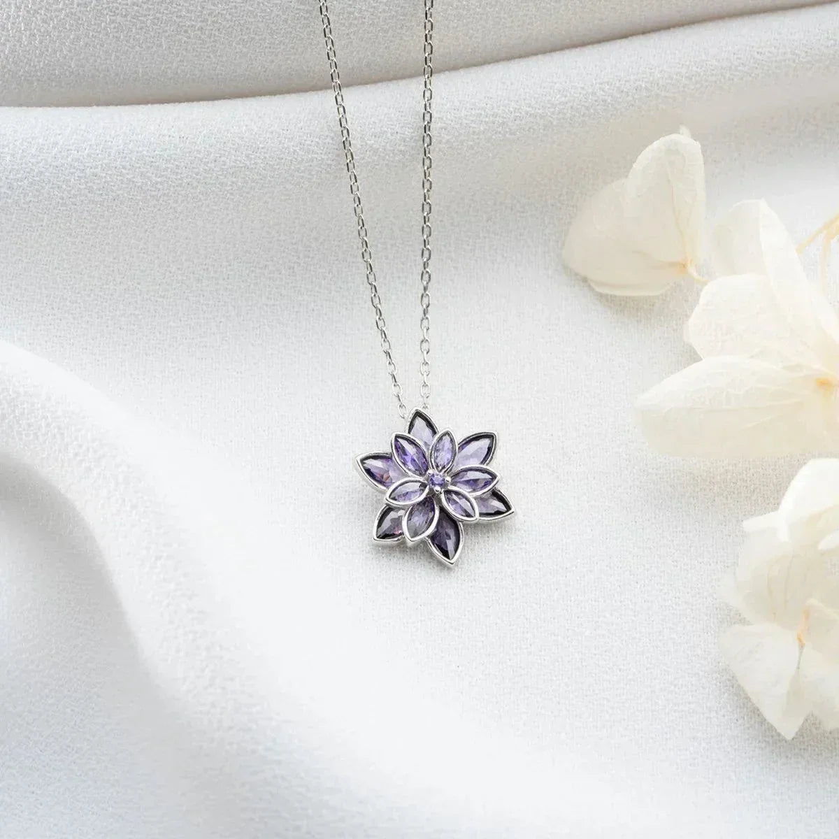 LILA LOTUSBLUMENKETTE | 925 SILBER