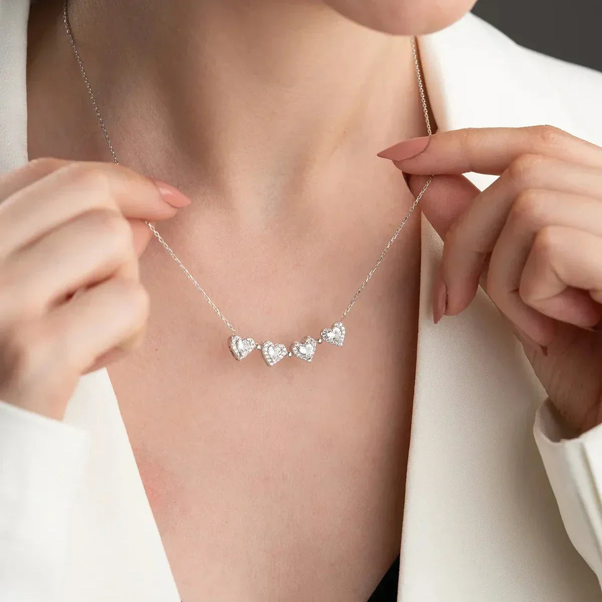 WEISSE STEINKETTE MIT MAGNET | 925 SILBER