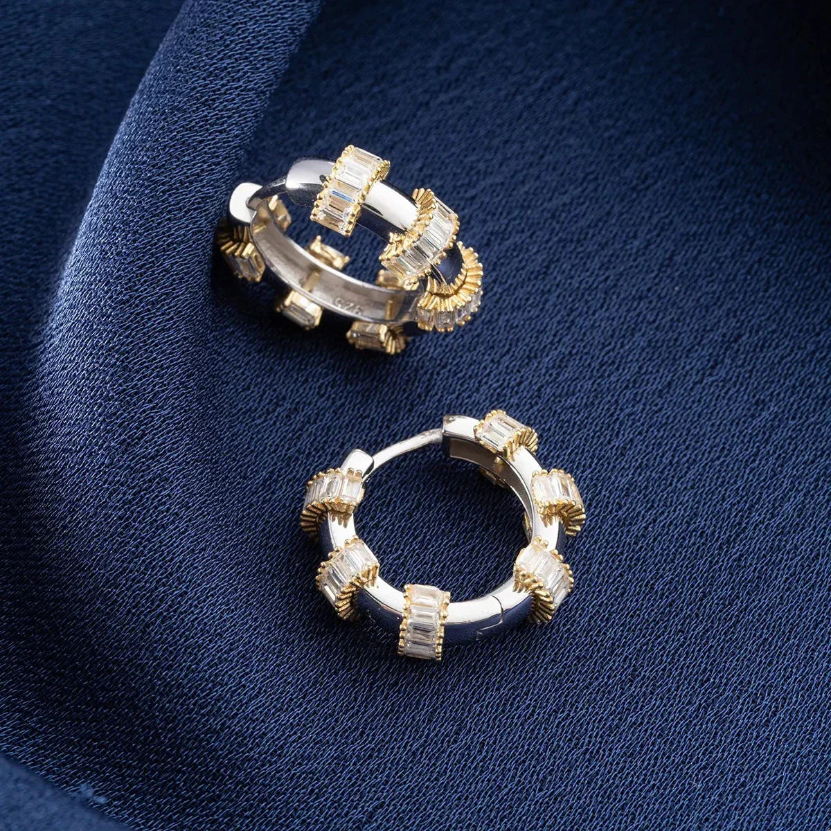 BAGUETTE STEIN CREOLEN | 925 SILBER