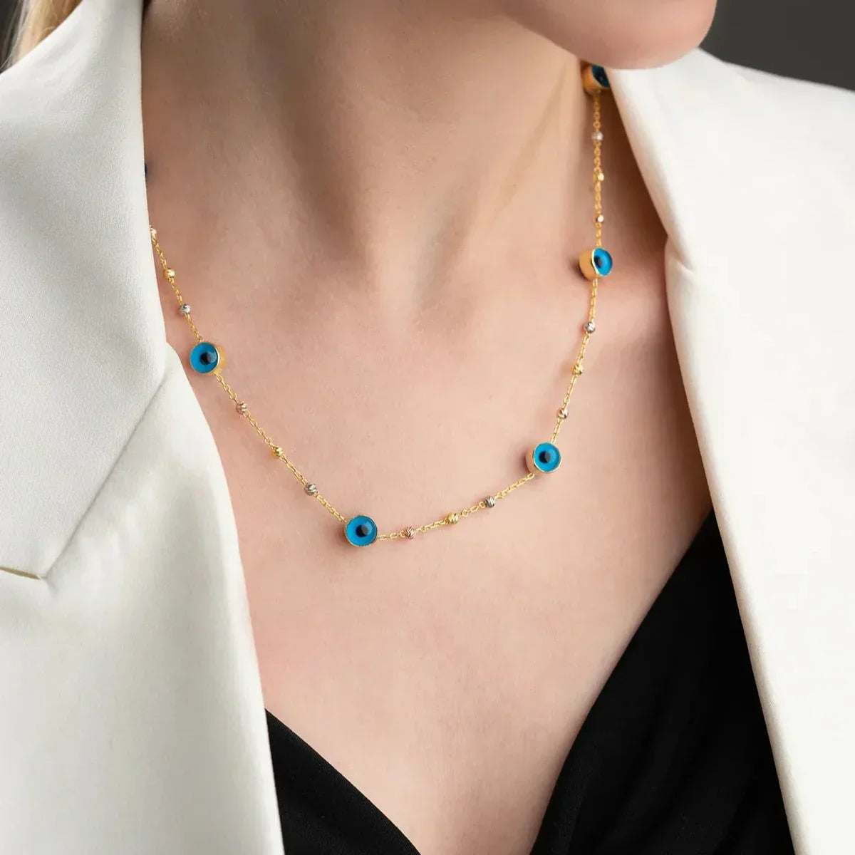 BULLET DORIKA EVIL EYE HALSKETTE | 925 SILBER