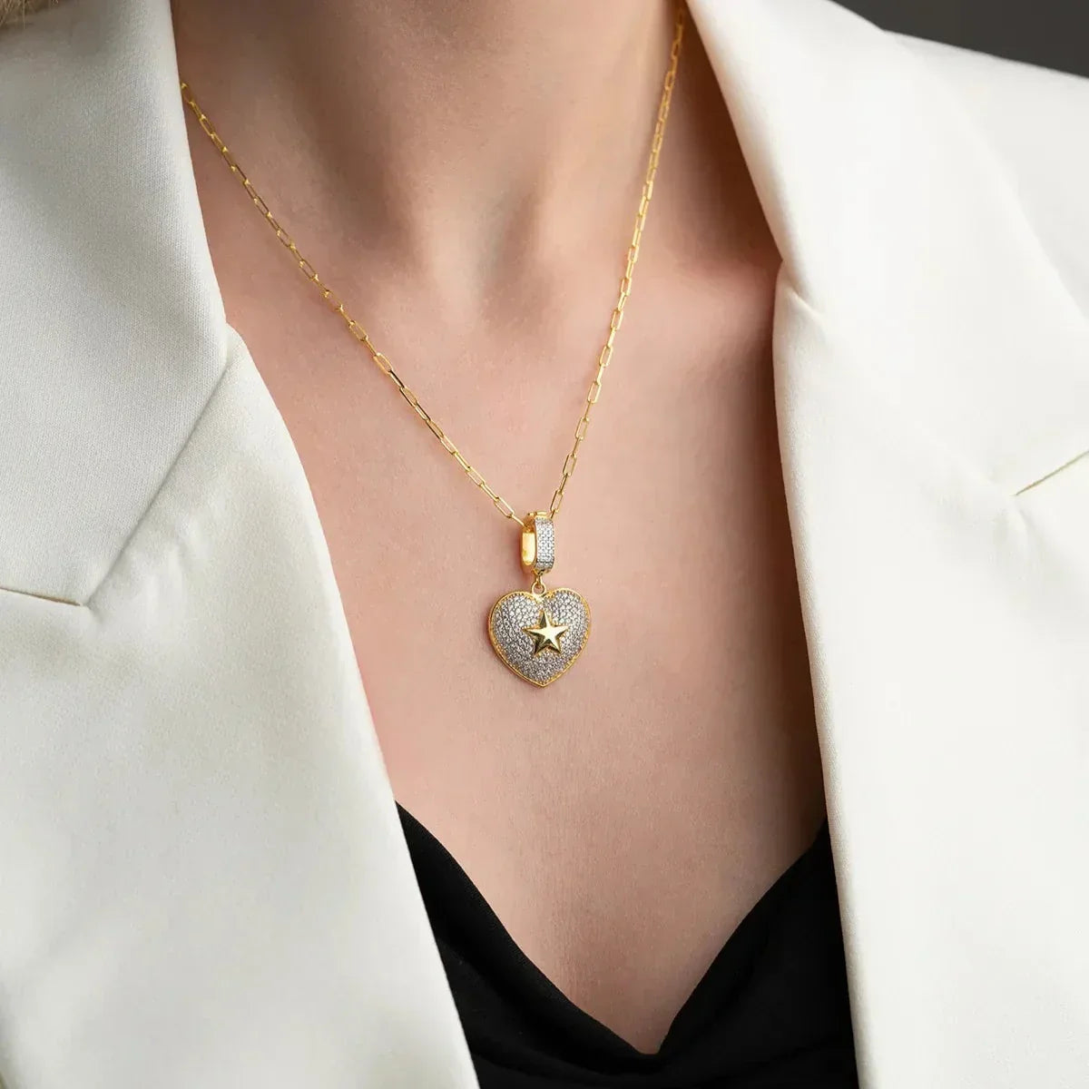 HERZ X STERN HALSKETTE | 925 SILBER
