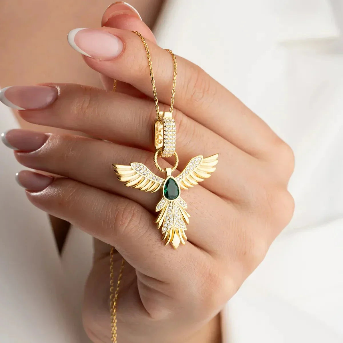 GRÜNER STEIN ZÜMRÜDÜANKA HALSKETTE | 925 SILBER