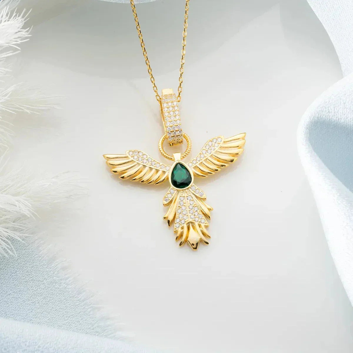 GRÜNER STEIN ZÜMRÜDÜANKA HALSKETTE | 925 SILBER