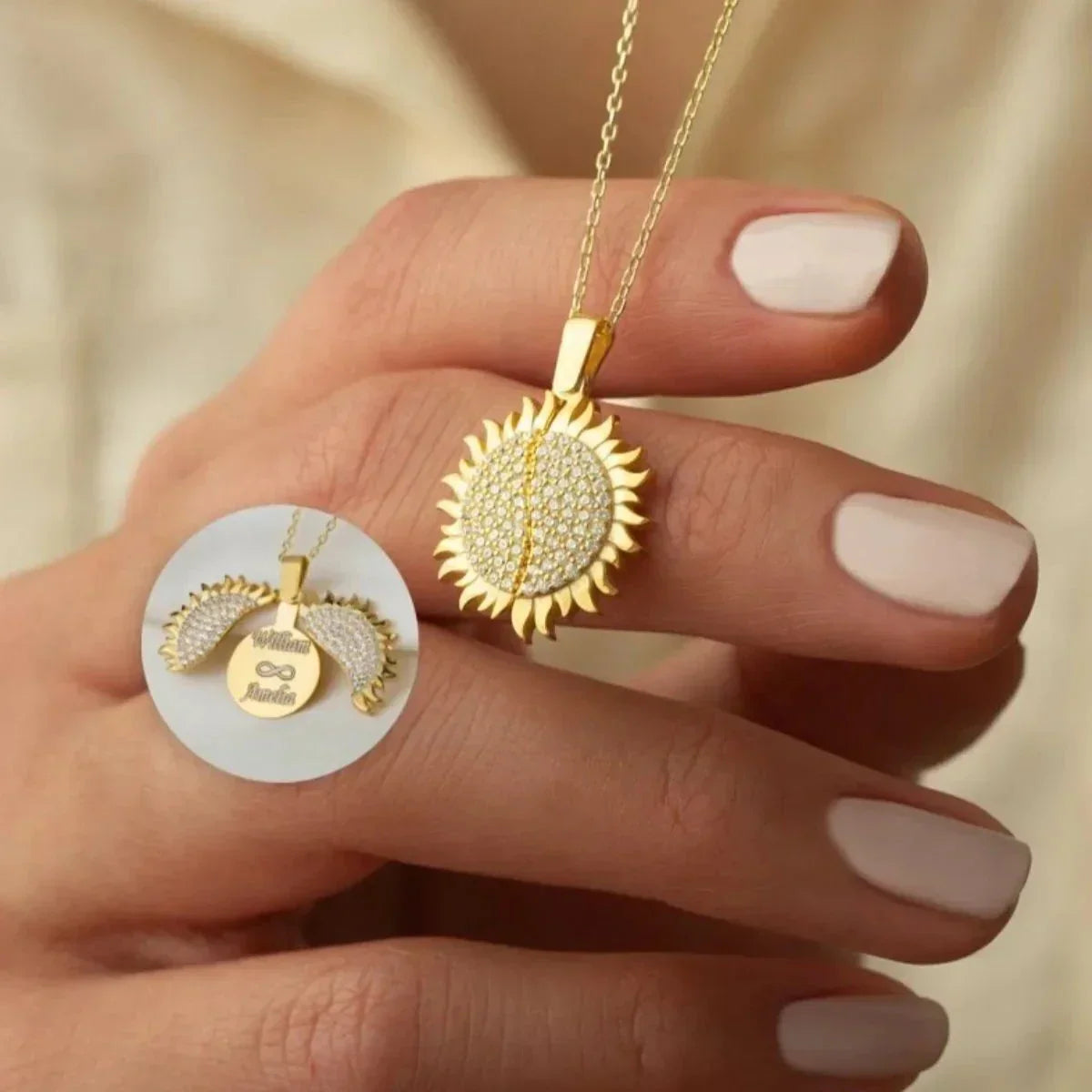 SONNE GRAVUR HALSKETTE | 925 SILBER