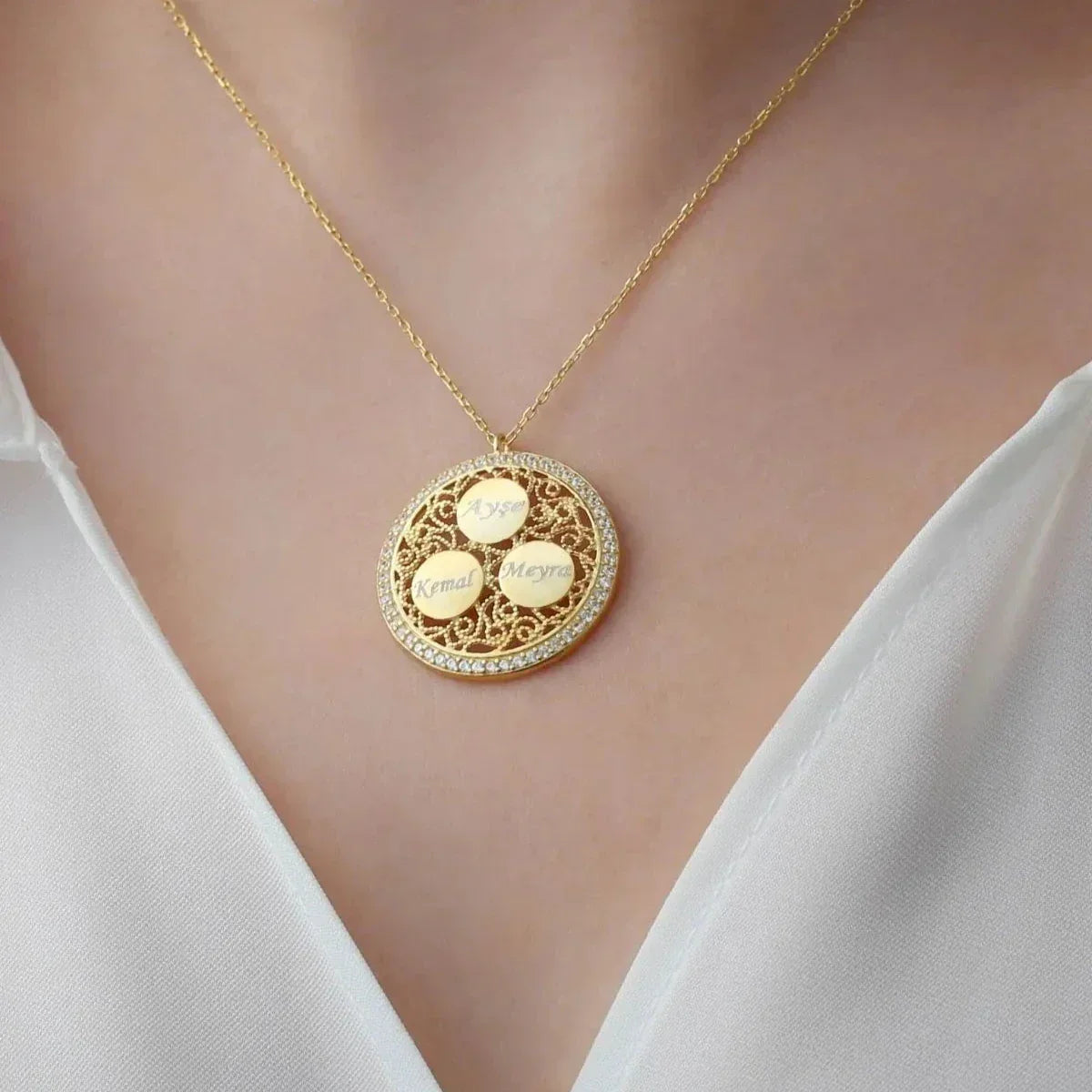 DREIER GRAVUR HALSKETTE | 925 SILBER