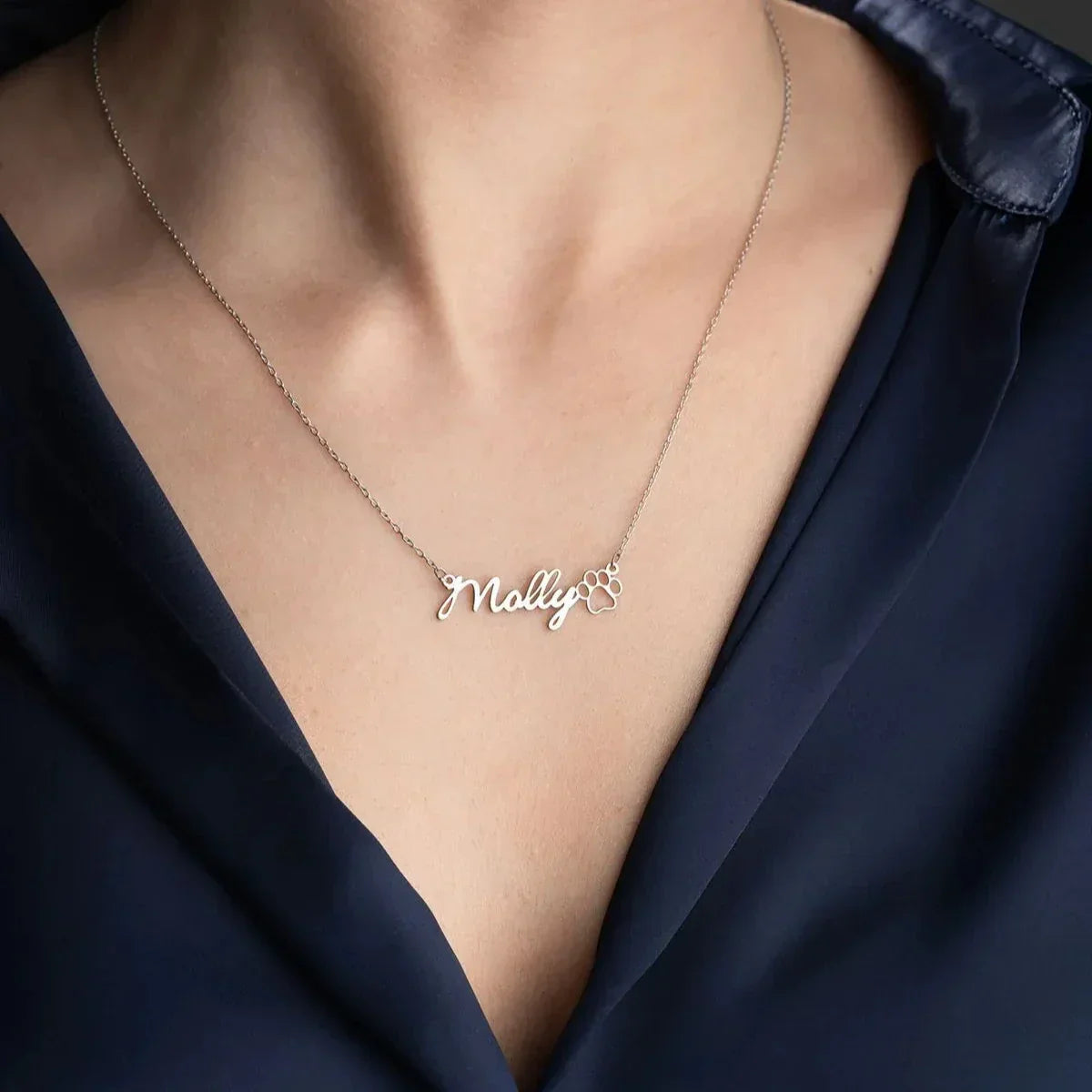 NAMENSKETTE MIT PFOTE | 925 SILBER