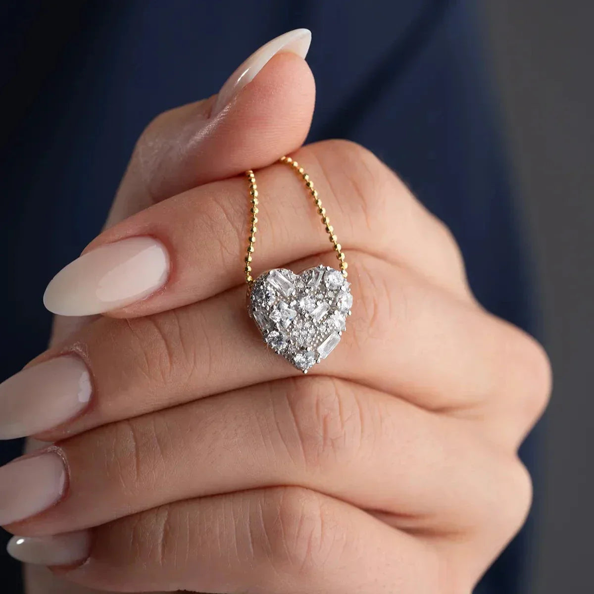 BAGUETTE STEIN HERZ HALSKETTE | 925 SILBER