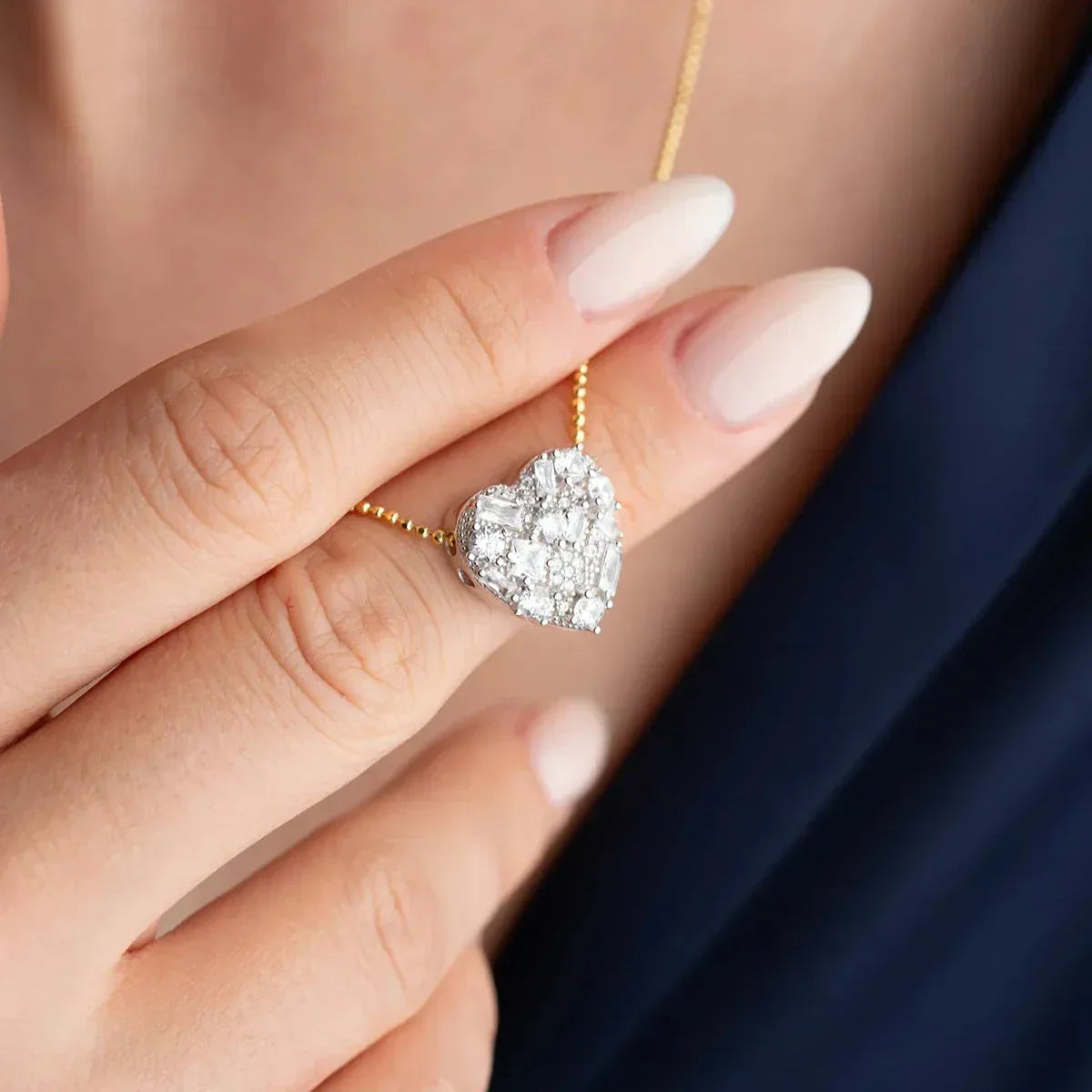 BAGUETTE STEIN HERZ HALSKETTE | 925 SILBER