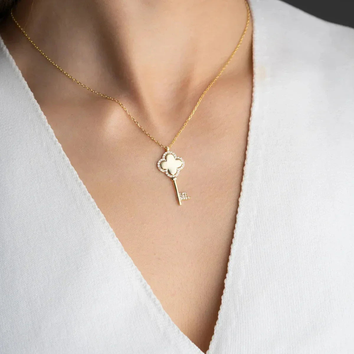 ZIRKONIA & SCHLÜSSEL HALSKETTE | 925 SILBER