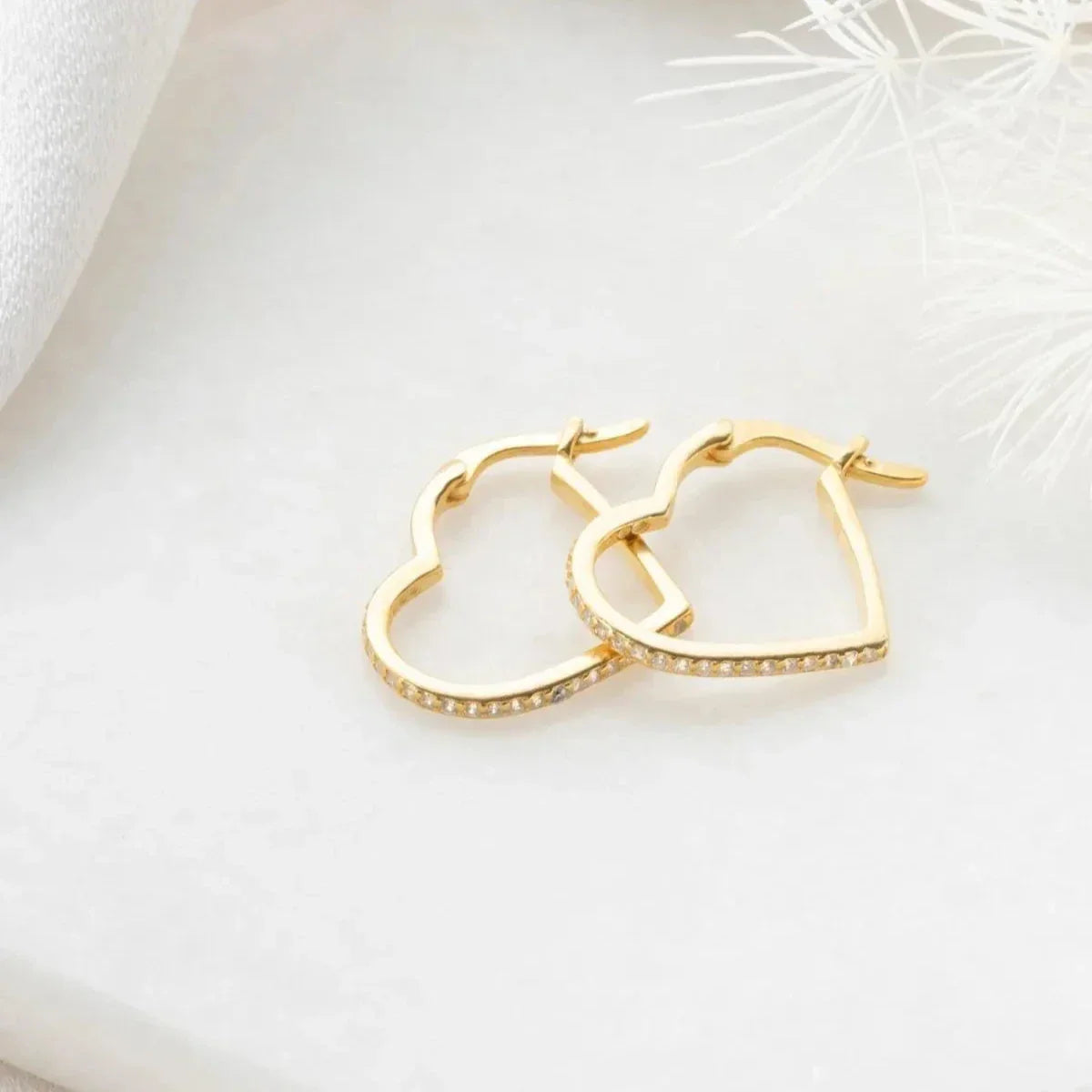 ZIRKONIA HERZ OHRRINGE | 925 SILBER