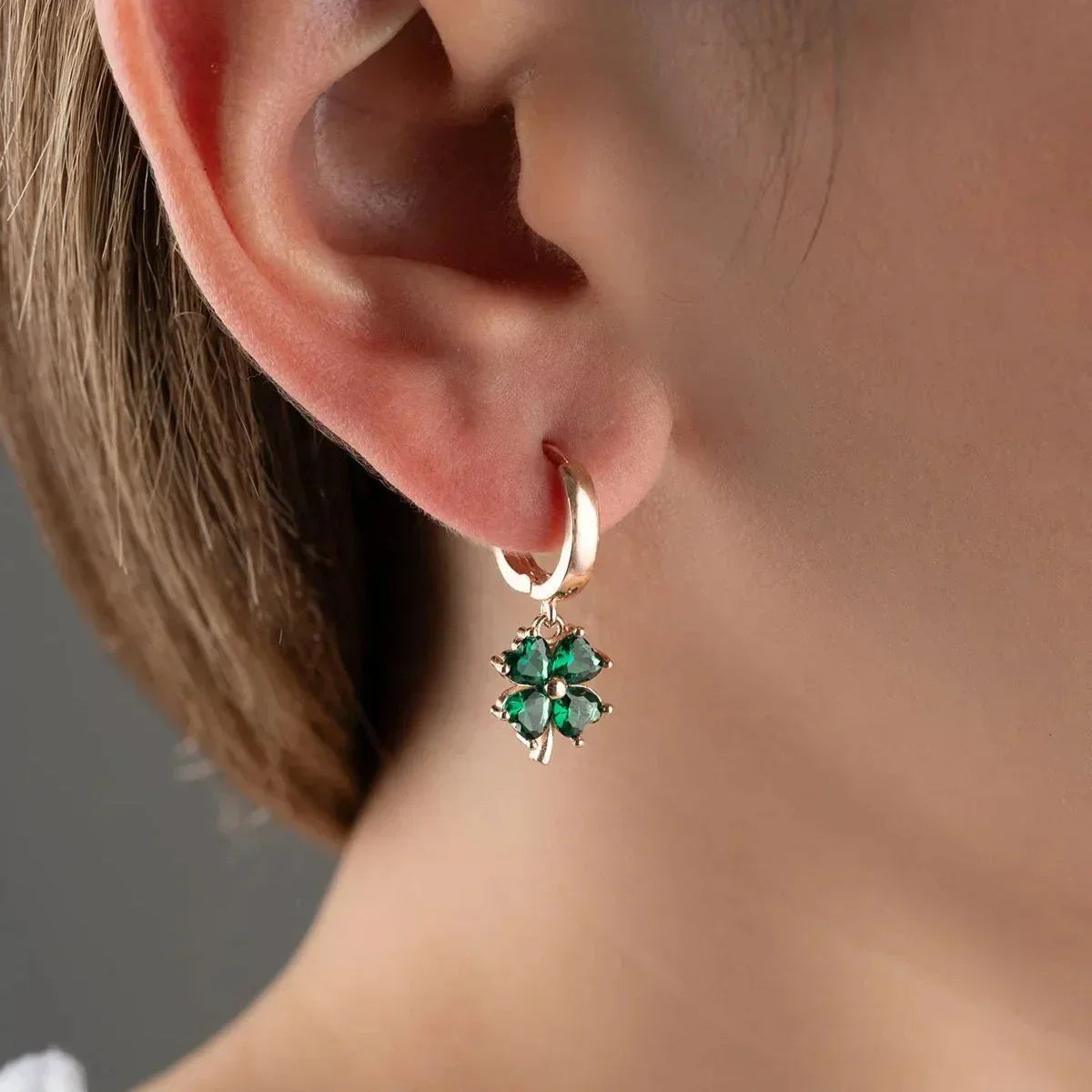 GRÜNE KLEE OHRRINGE | 925 SILBER