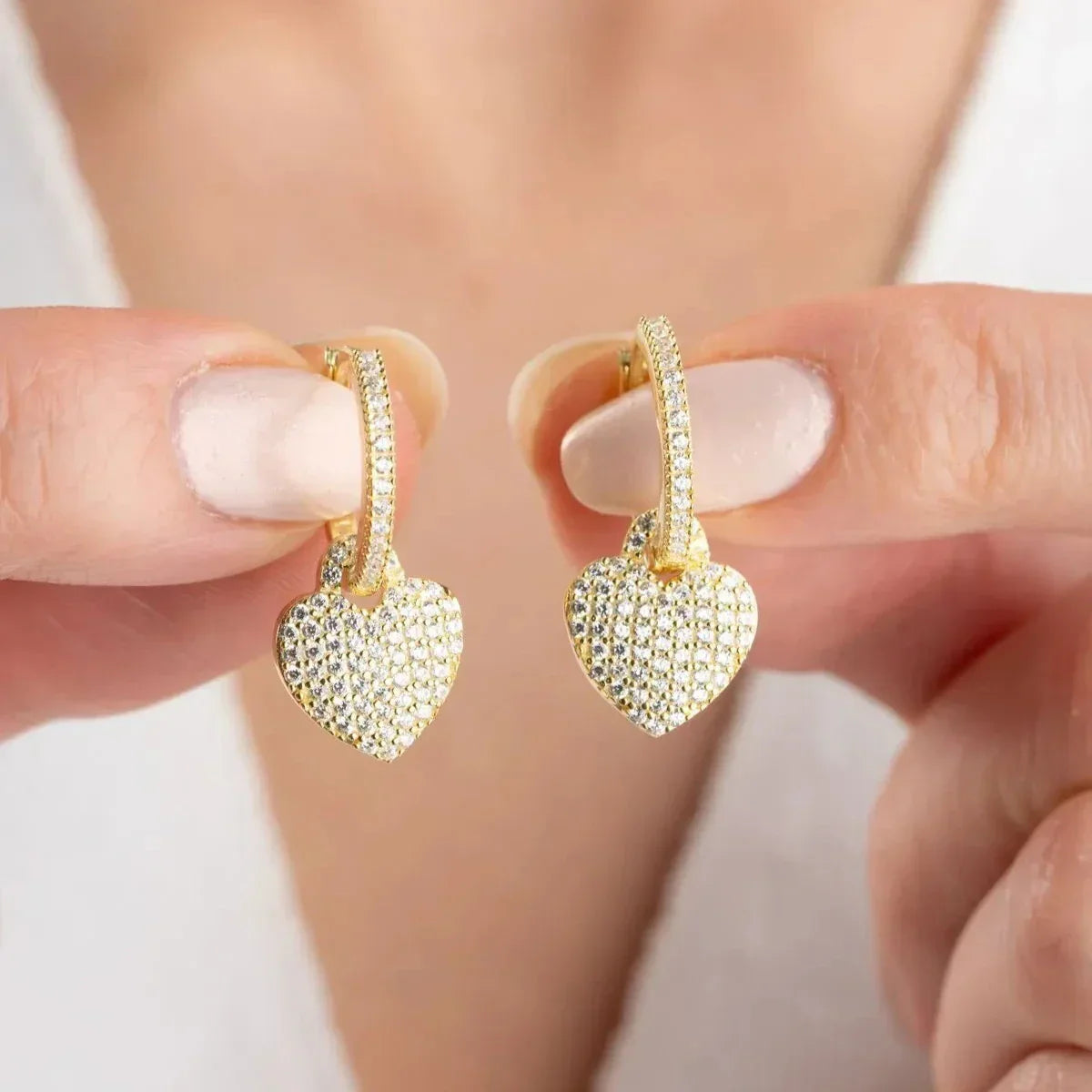 ZIRKONIA HERZ OHRRINGE | 925 SILBER