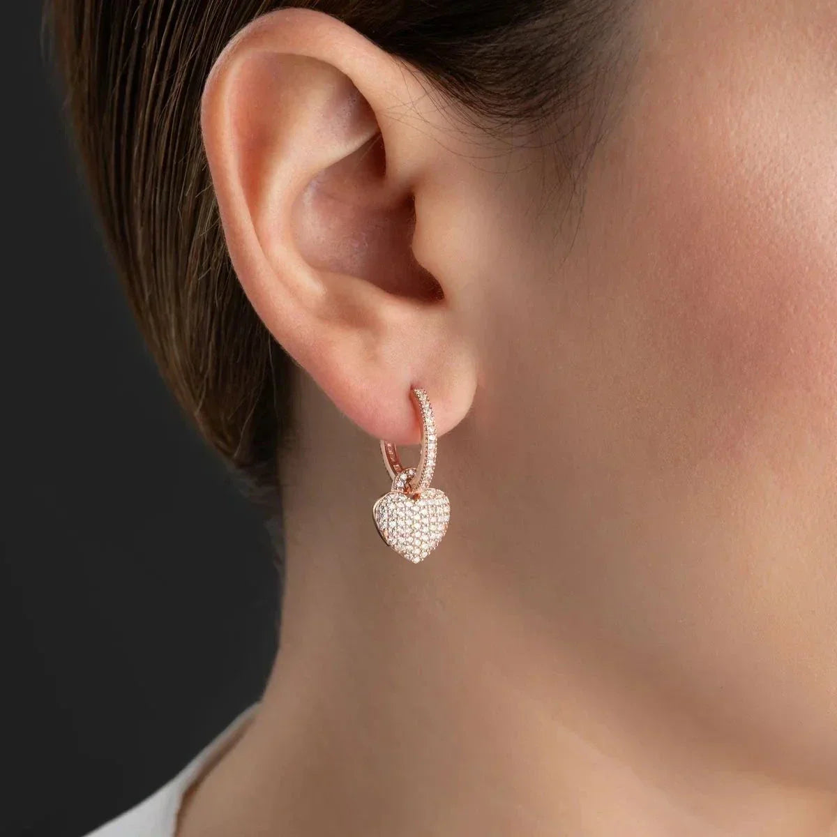 ZIRKONIA HERZ OHRRINGE | 925 SILBER