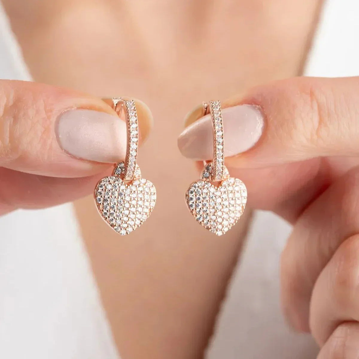 ZIRKONIA HERZ OHRRINGE | 925 SILBER