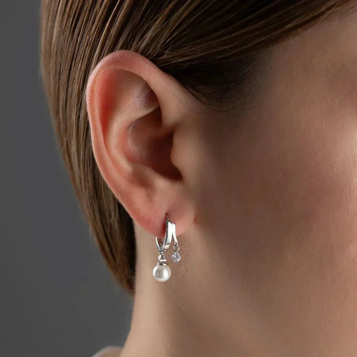 PERLE & ZIRKONIA OHRRING | 925 SILBER