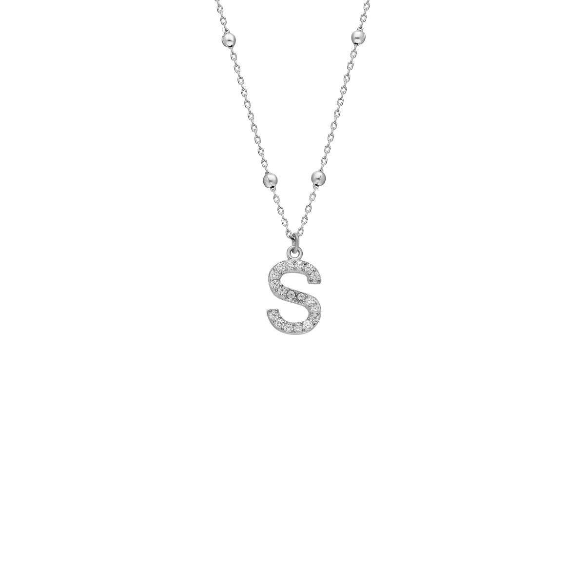 Zirkonia Vintage Letter Necklace (7068232843309)