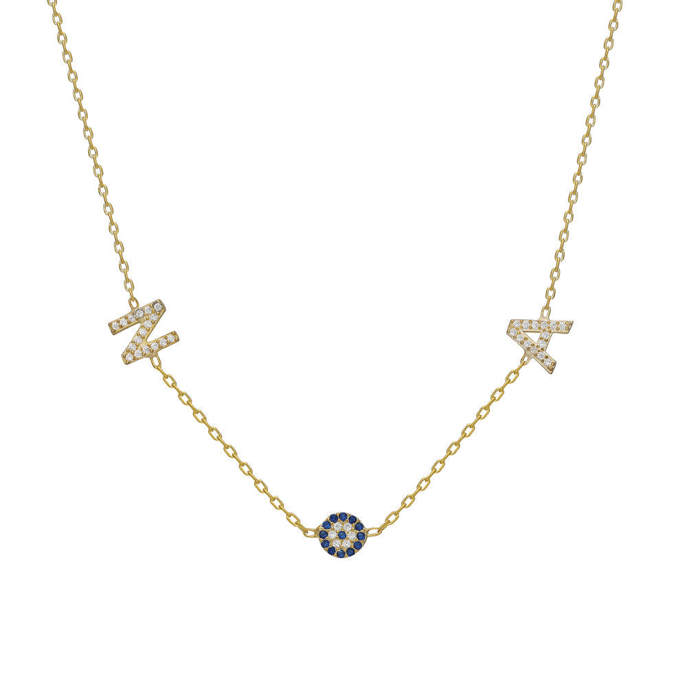 DUO INITIALEN NAZAR NECKLACE | 925 SILBER
