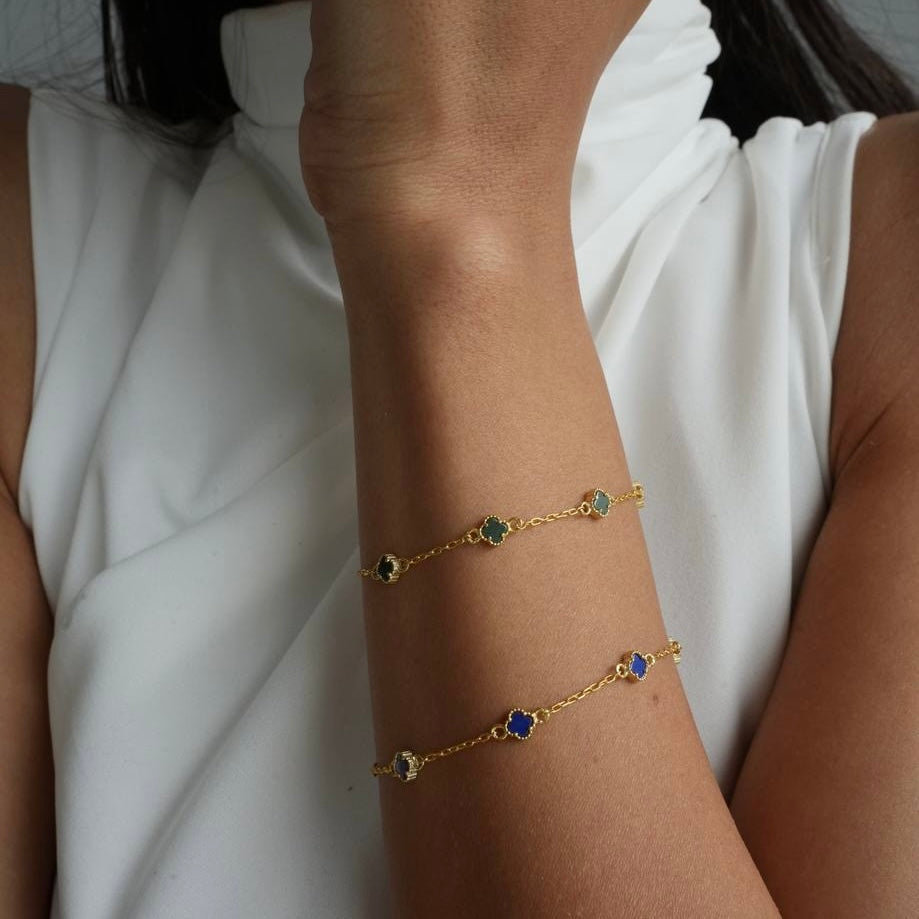 MINIMAL GRÜNER KLEE ARMKETTE | 925 SILBER