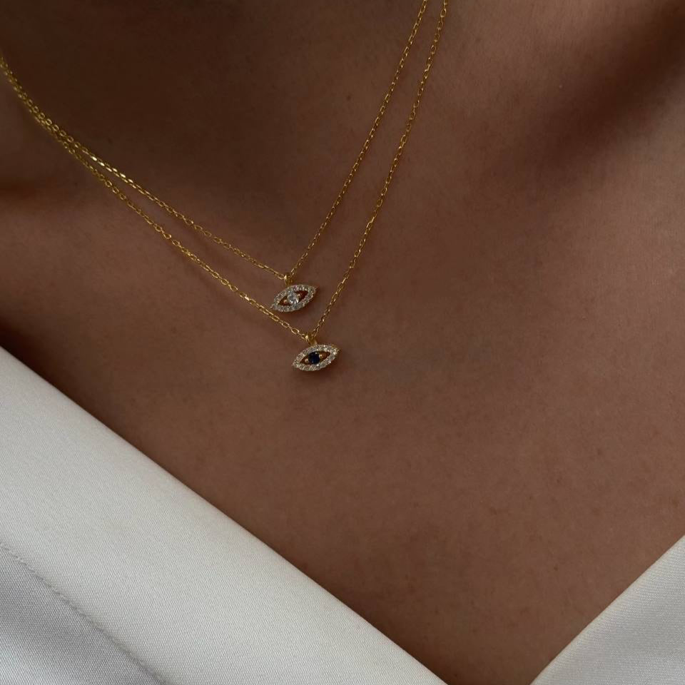 MINI ZIRKON AUGEN HALSKETTE | 925 SILBER