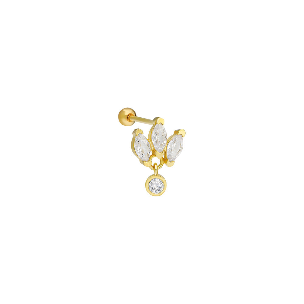 ZIRKONIA HÄNGENDE BLUME PIERCING | 925 SILBER