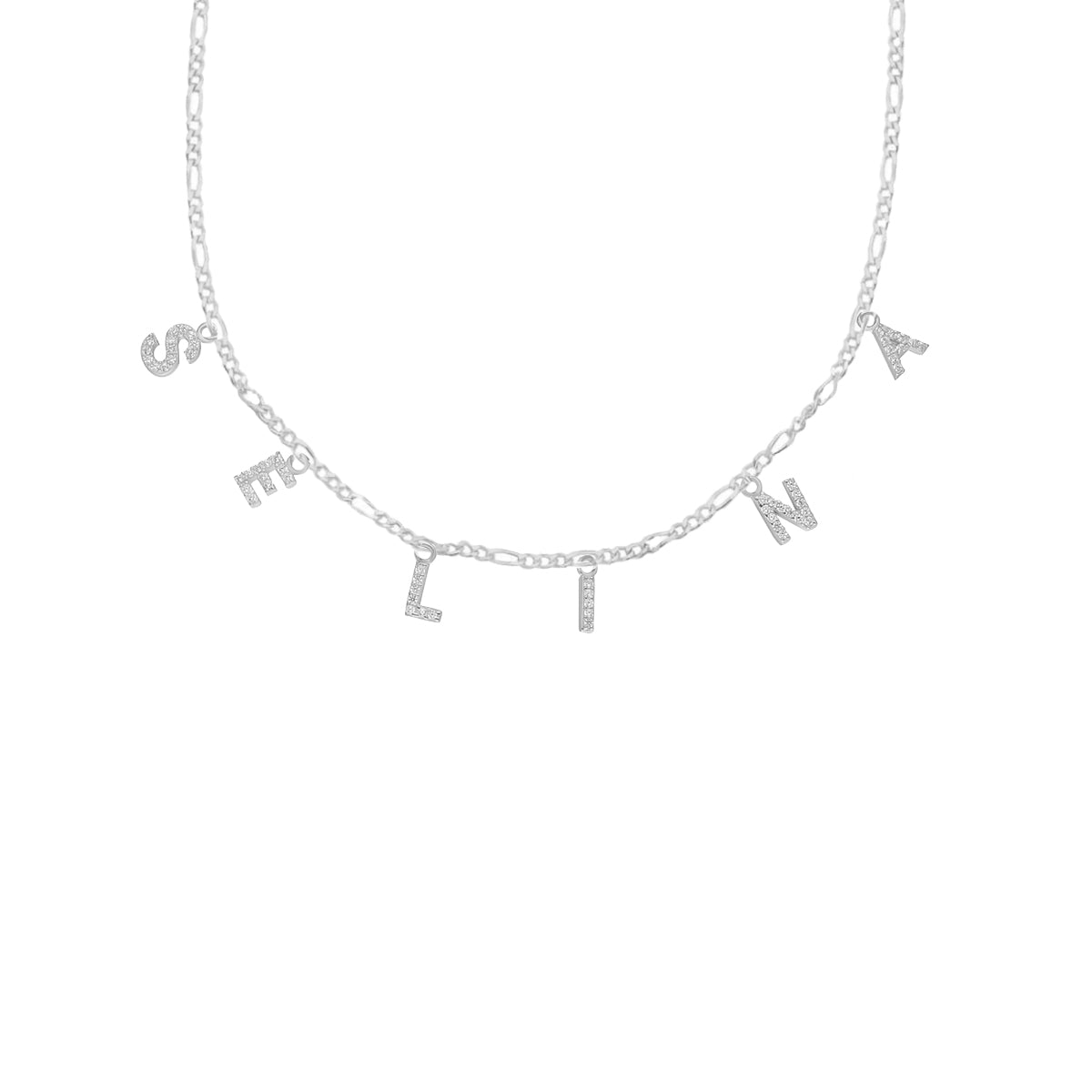 Chocker Namenskette mit Zirkonia Stein (7017452437549)