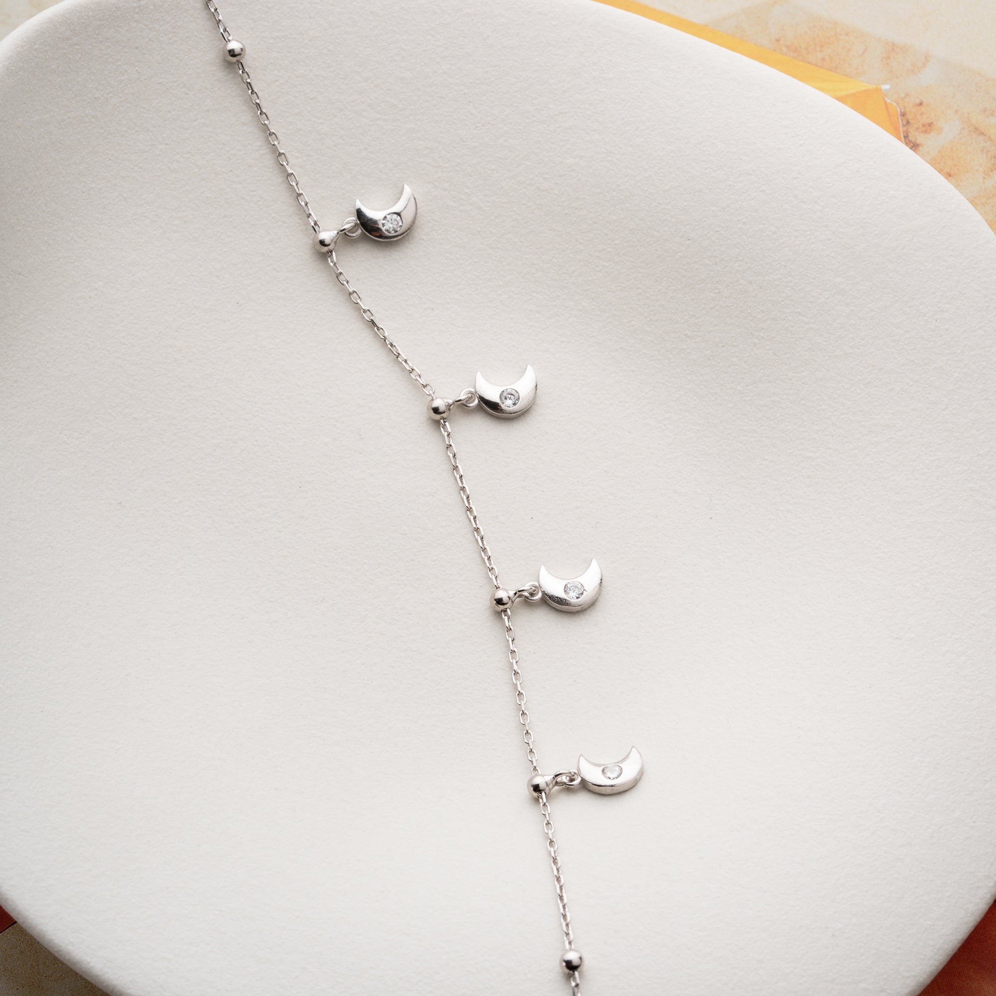 HALBMOND FUSSKETTE | 925 SILBER