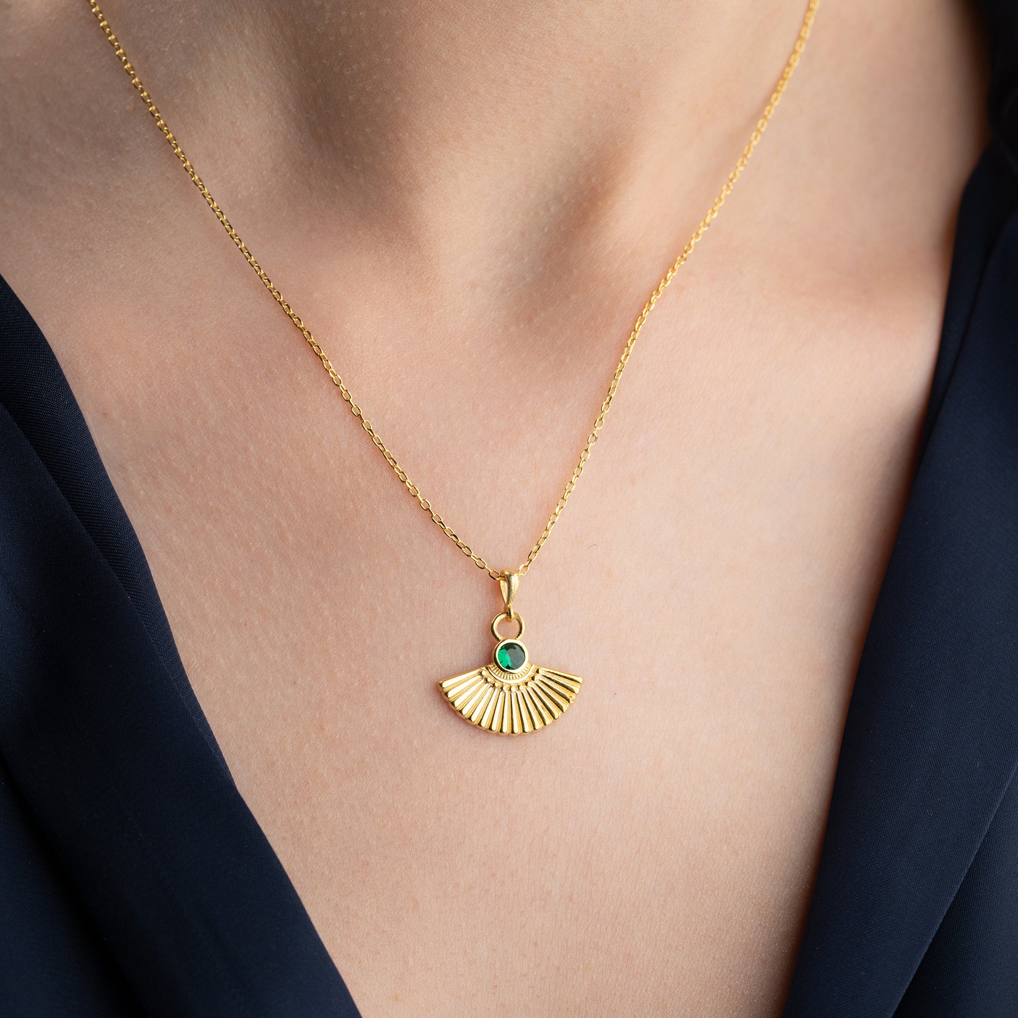 ZIRKONIA FÄCHER HALSKETTE | 925 SILBER