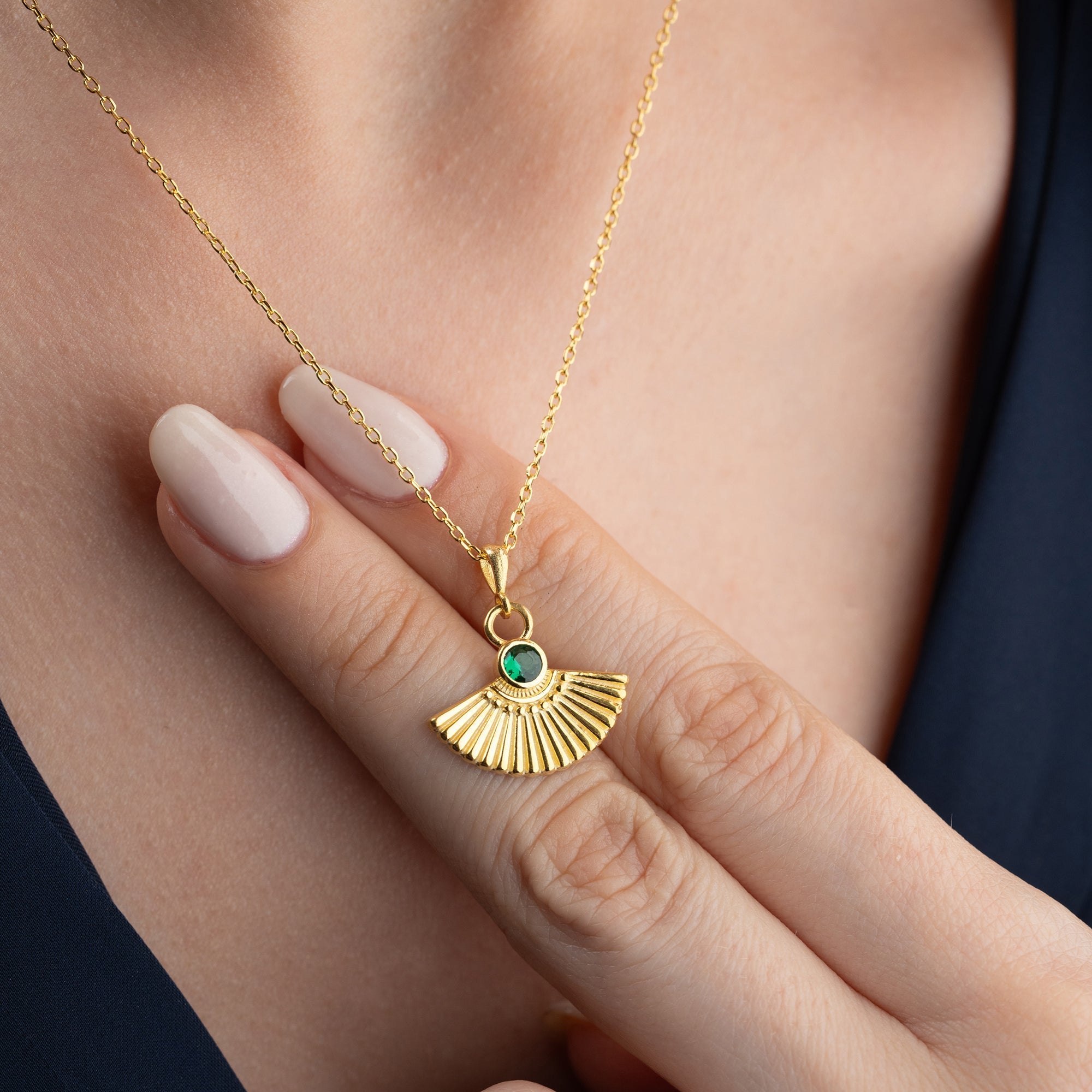 ZIRKONIA FÄCHER HALSKETTE | 925 SILBER