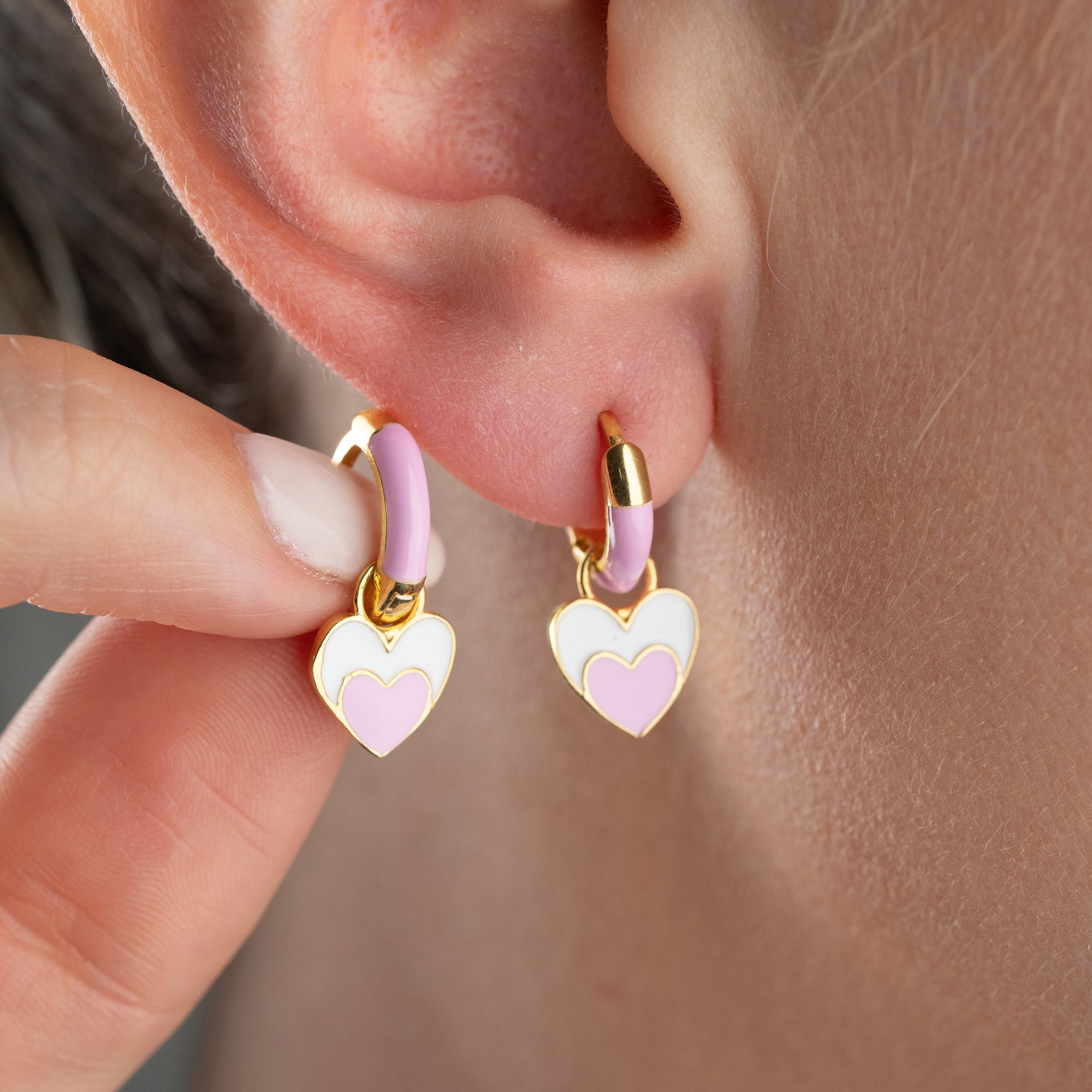 KINDER ZWEIER HERZ OHRRINGE | 925 SILBER