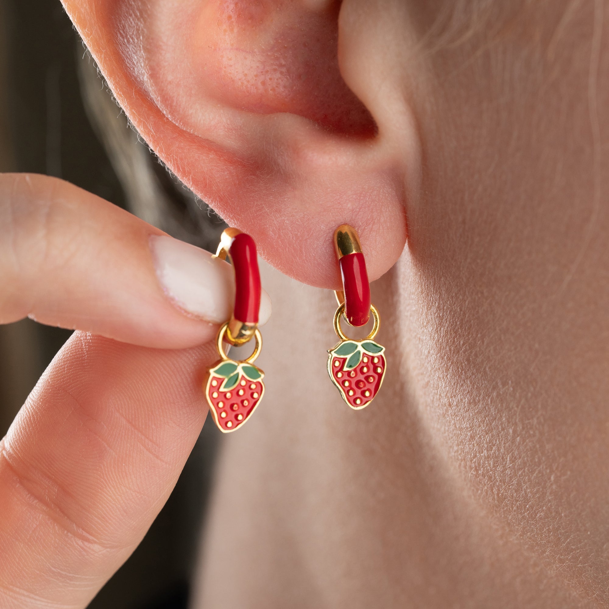 KINDER ERDBEEREN OHRRINGE| 925 SILBER