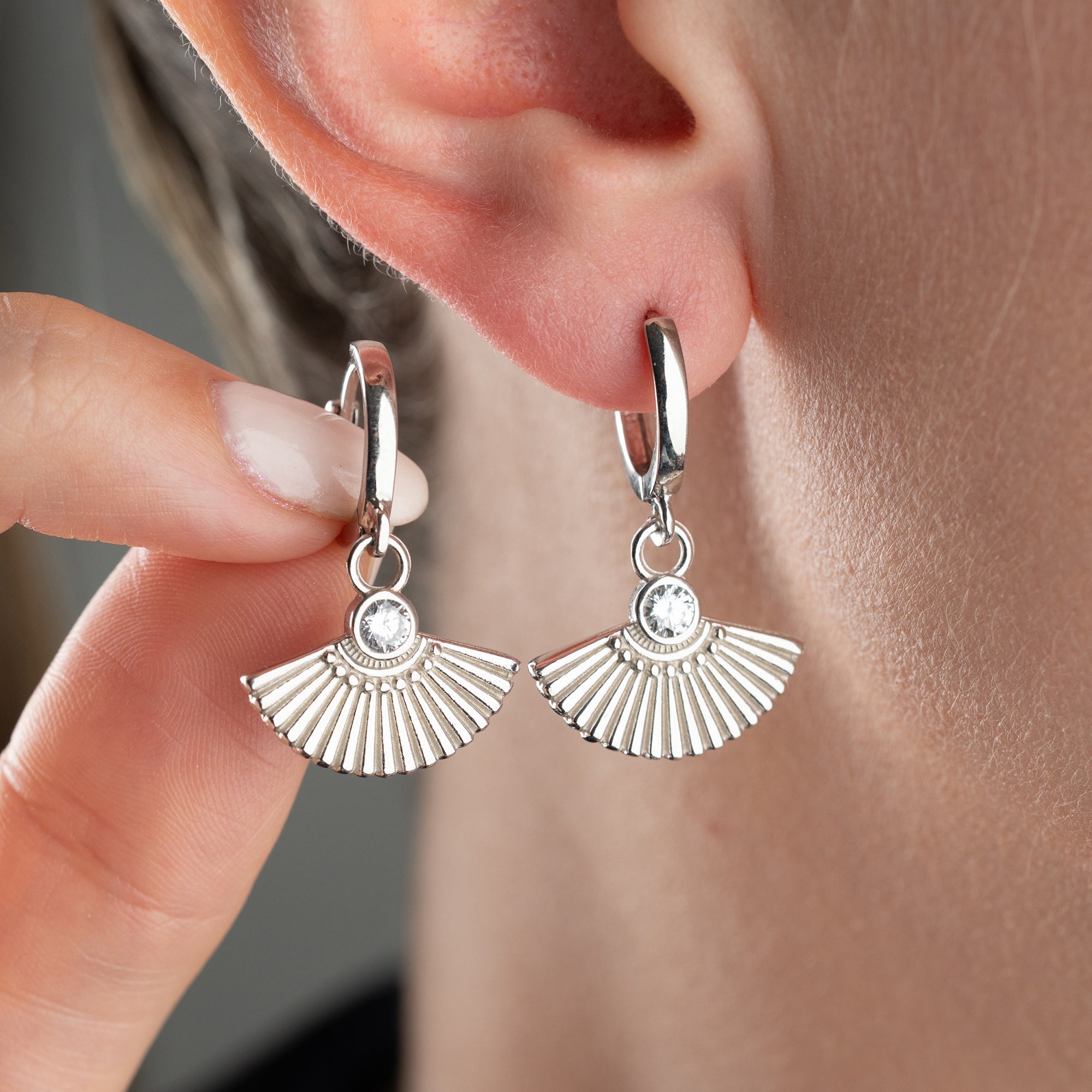 ZIRKONIA FÄCHER OHRRINGE| 925 SILBER