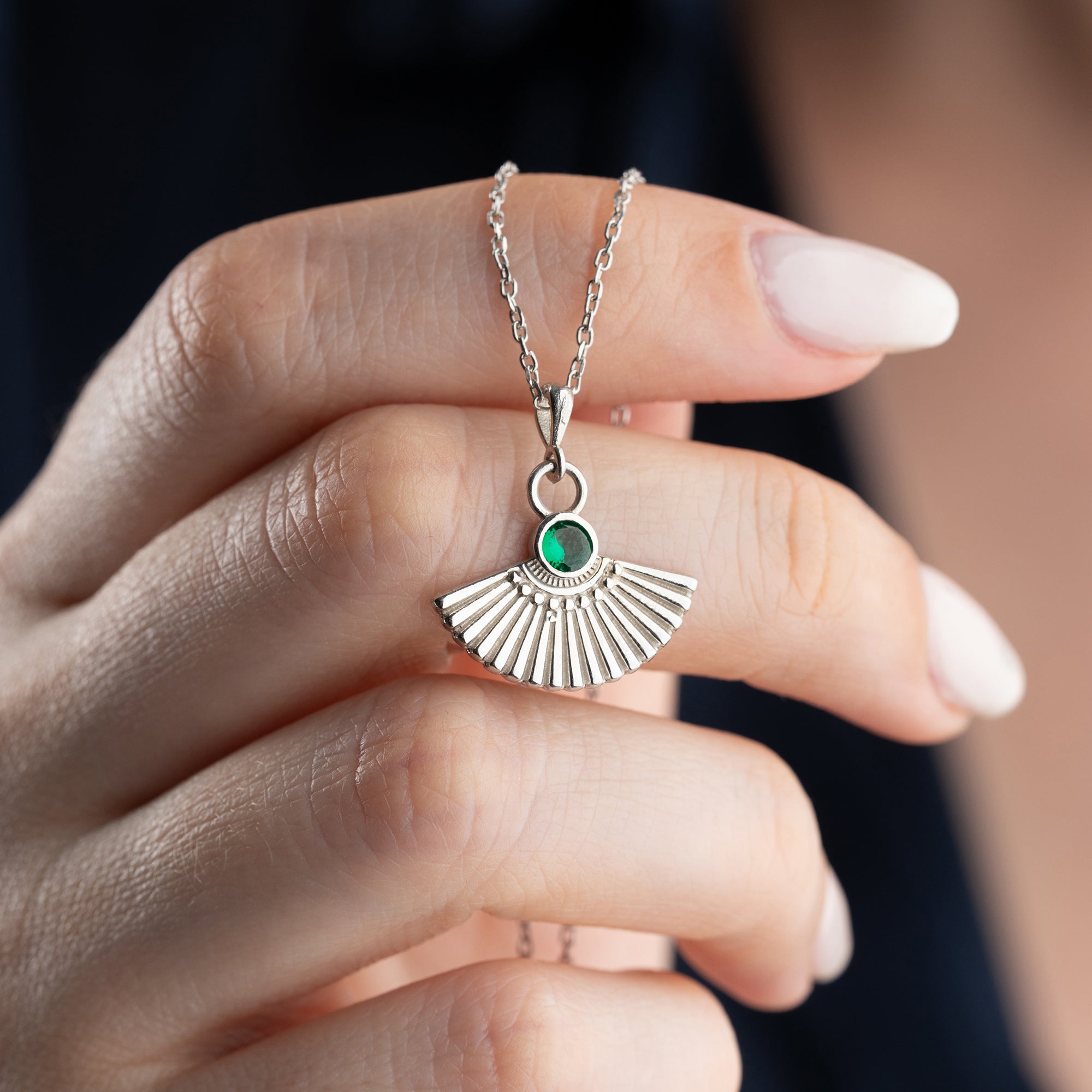 ZIRKONIA FÄCHER HALSKETTE | 925 SILBER