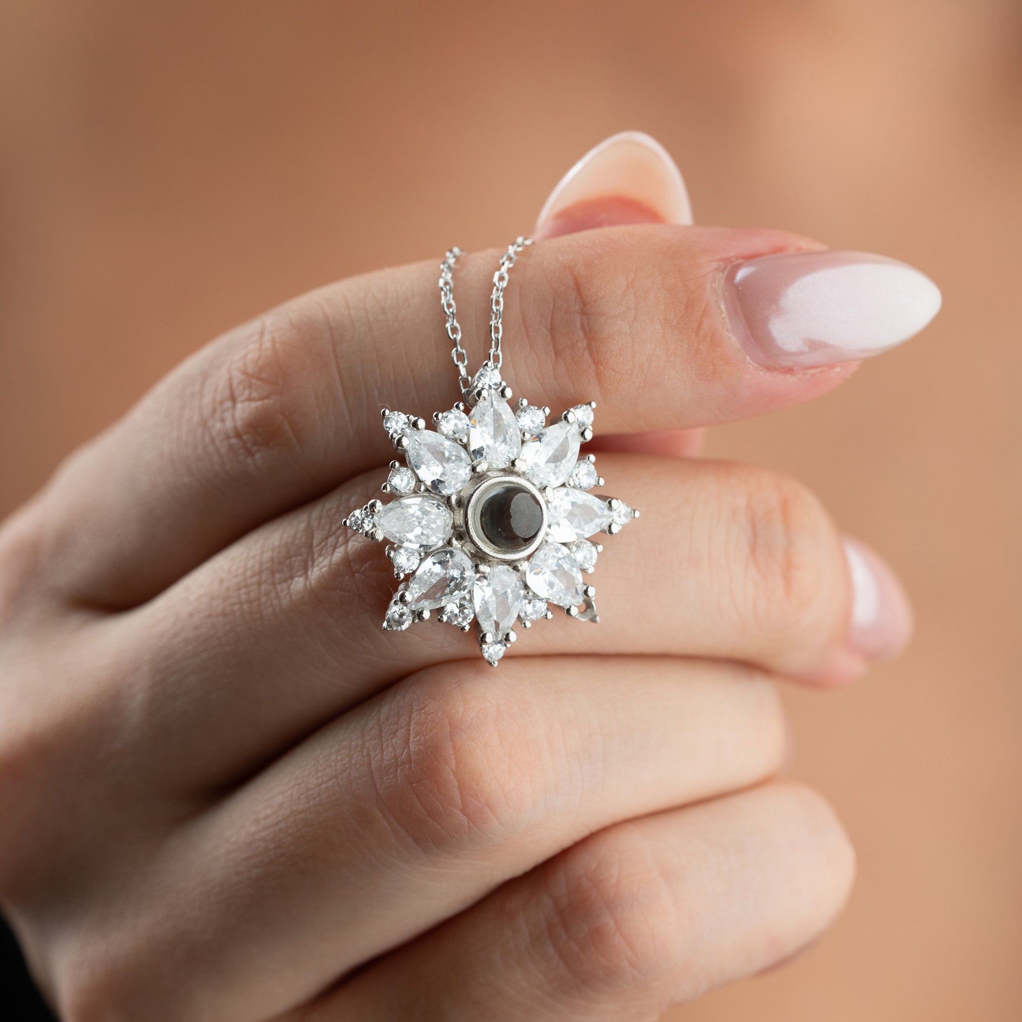 KRISTALL LOTUS KETTE | 925 SILBER