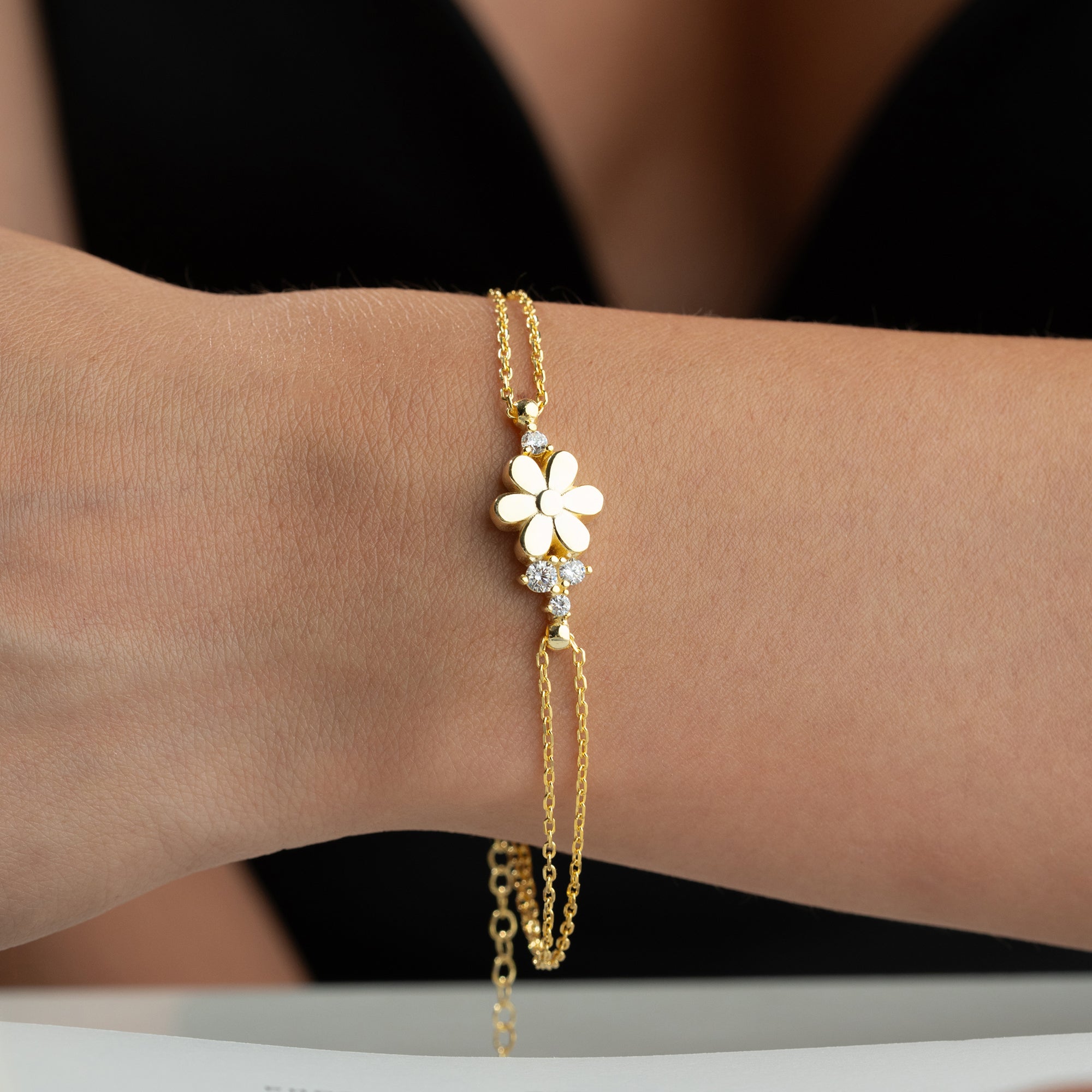 FLOWER STONE ARMBAND | 925 SILBER