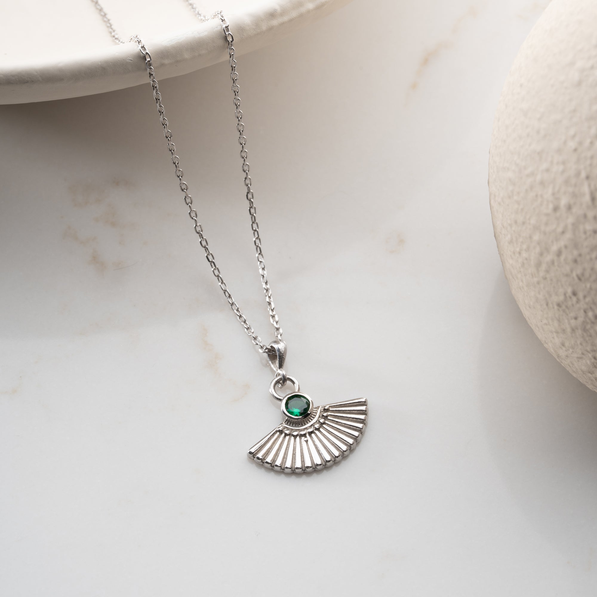 ZIRKONIA FÄCHER HALSKETTE | 925 SILBER