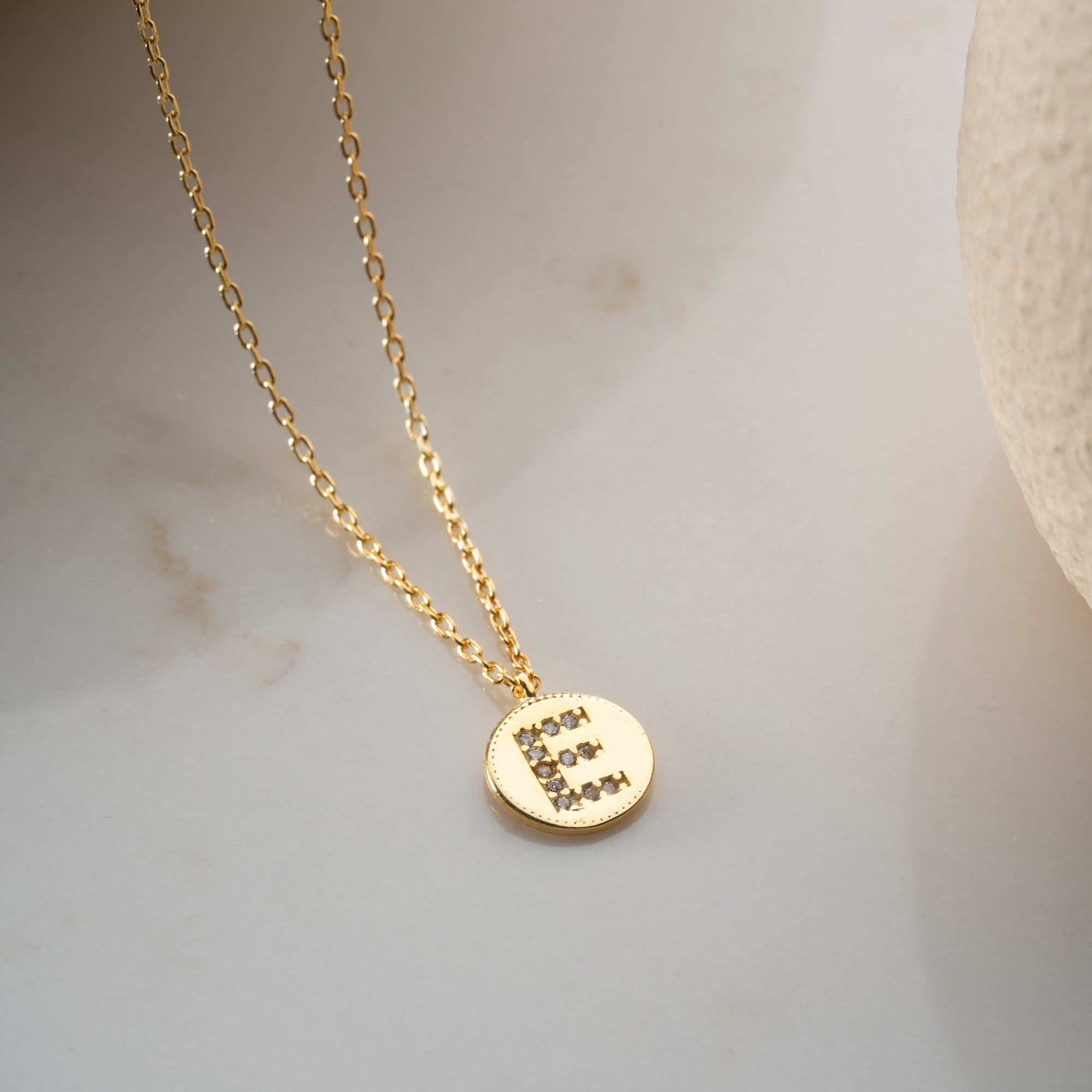 ZIRKONIA PLÄTTCHEN BUCHSTABEN HALSKETTE | 925 SILBER