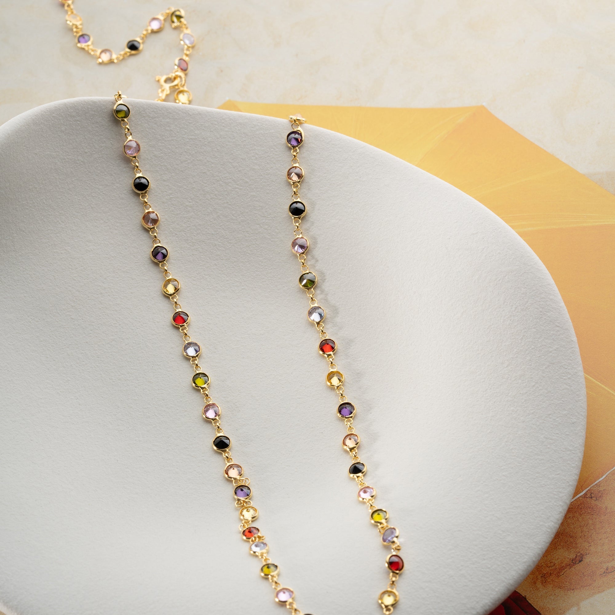 COLORFULL ZIRKONIA STEIN HALSKETTE | 925 SILBER