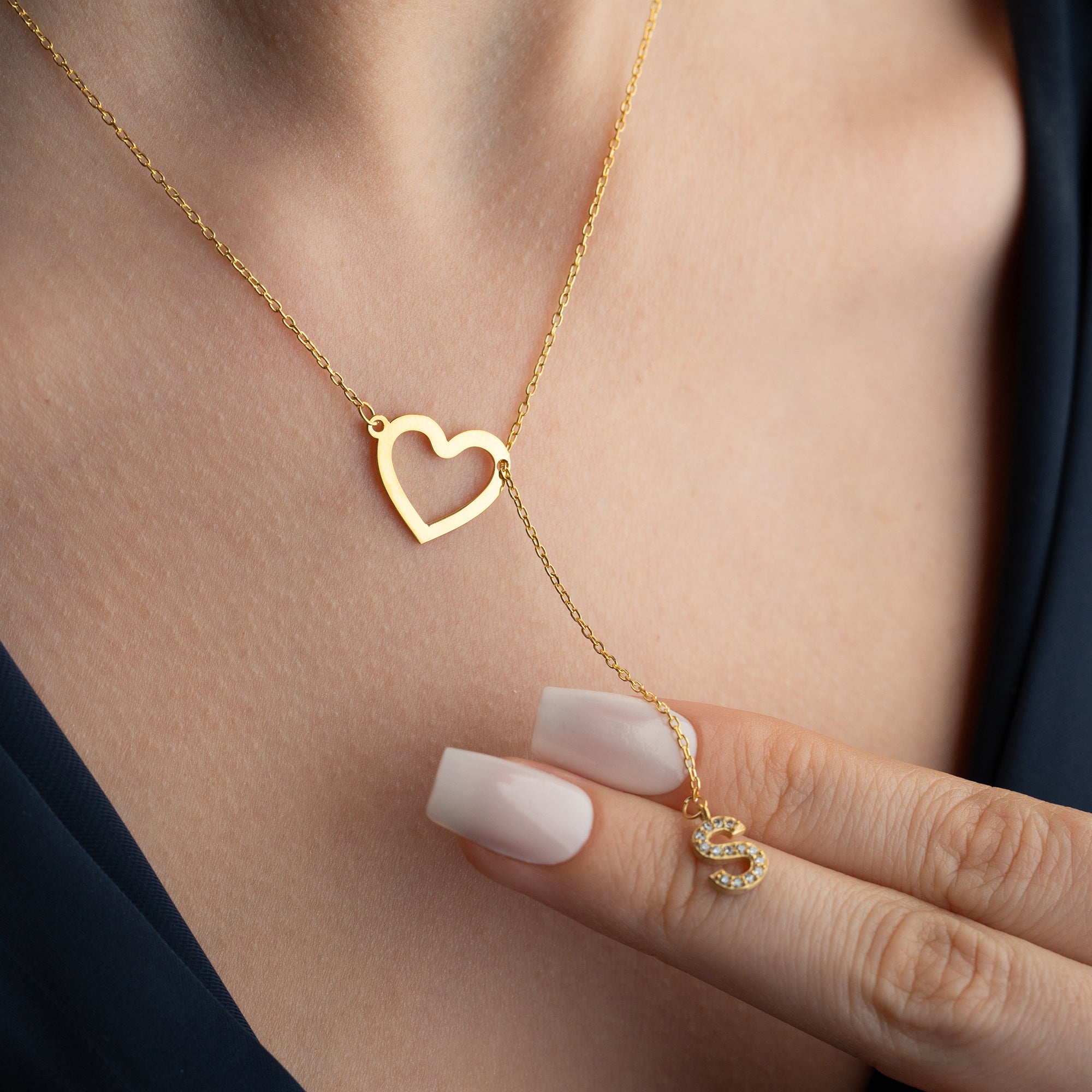 HERZ MIT INITALEN HALSKETTE | 925 SILBER