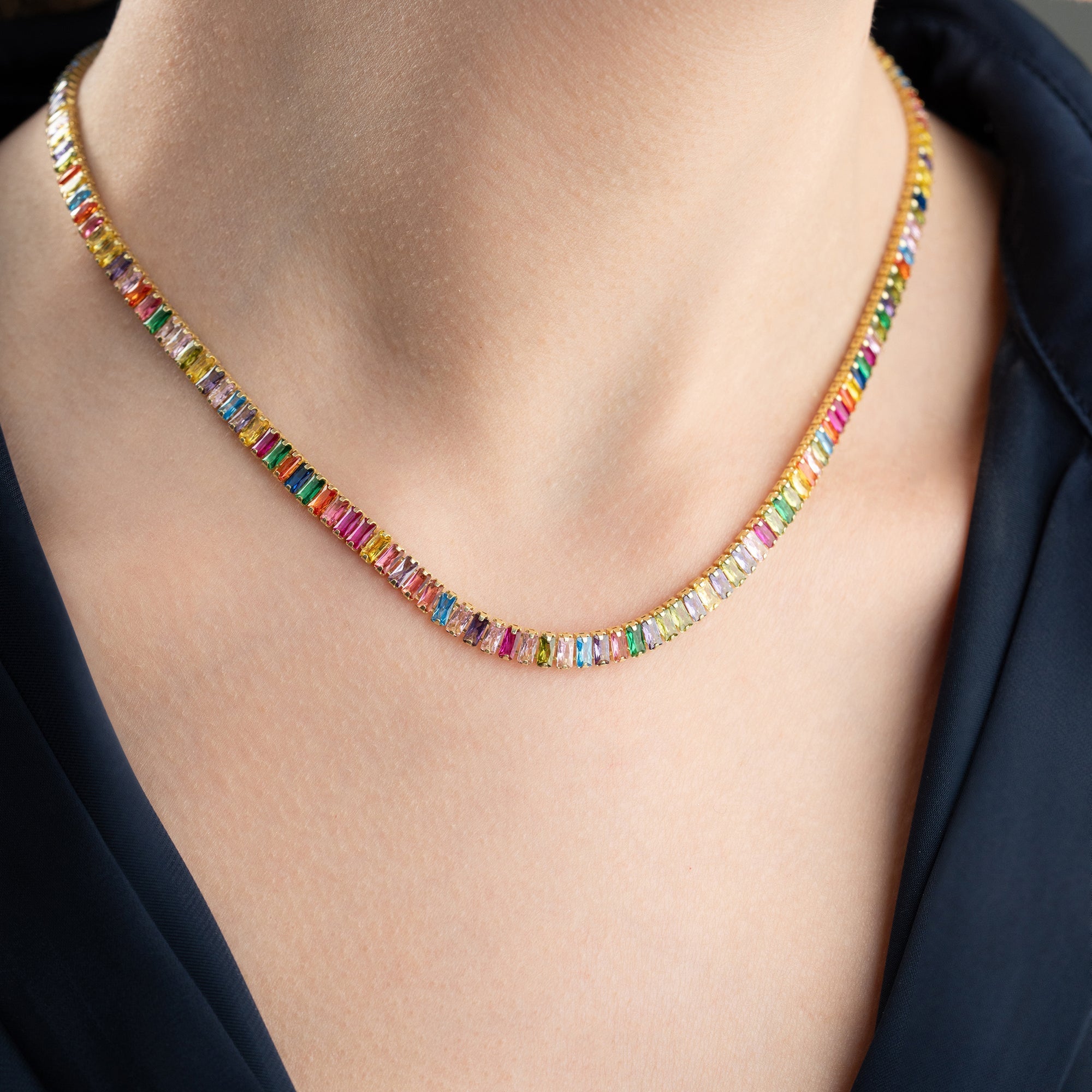 COLORFULL BAGEUTTE HALSKETTE | 925 SILBER