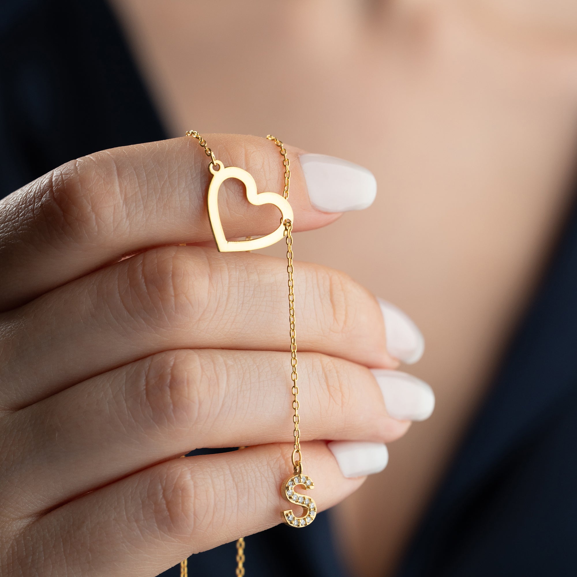 HERZ MIT INITALEN HALSKETTE | 925 SILBER