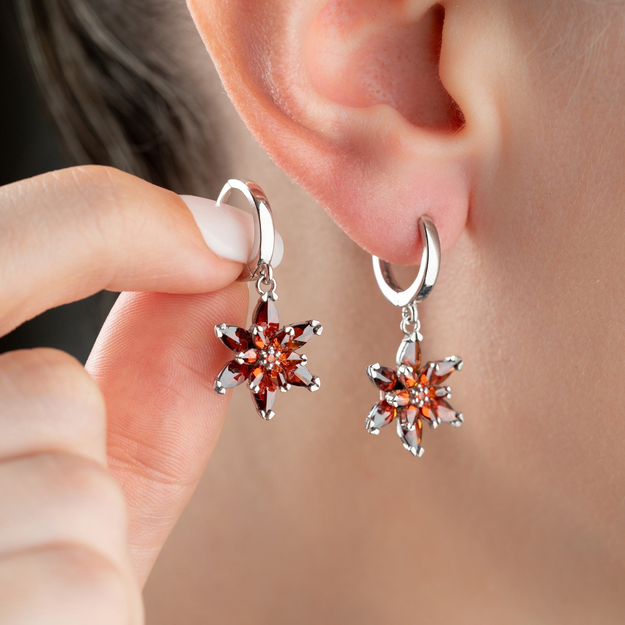 ROTE LOTUS OHRRINGE | 925 SILBER