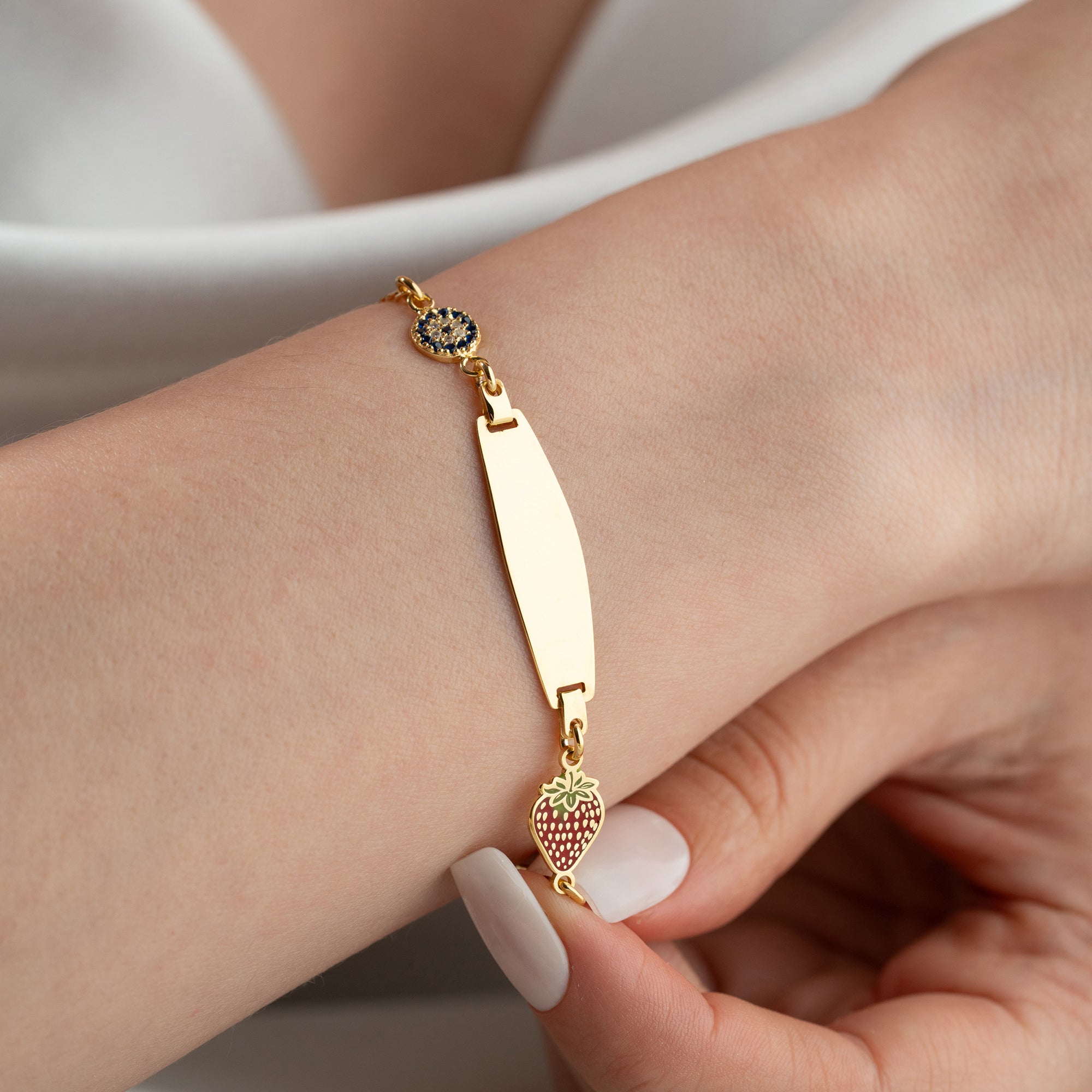 ERDBEER NAZAR KINDER ARMBAND | 925 SILBER