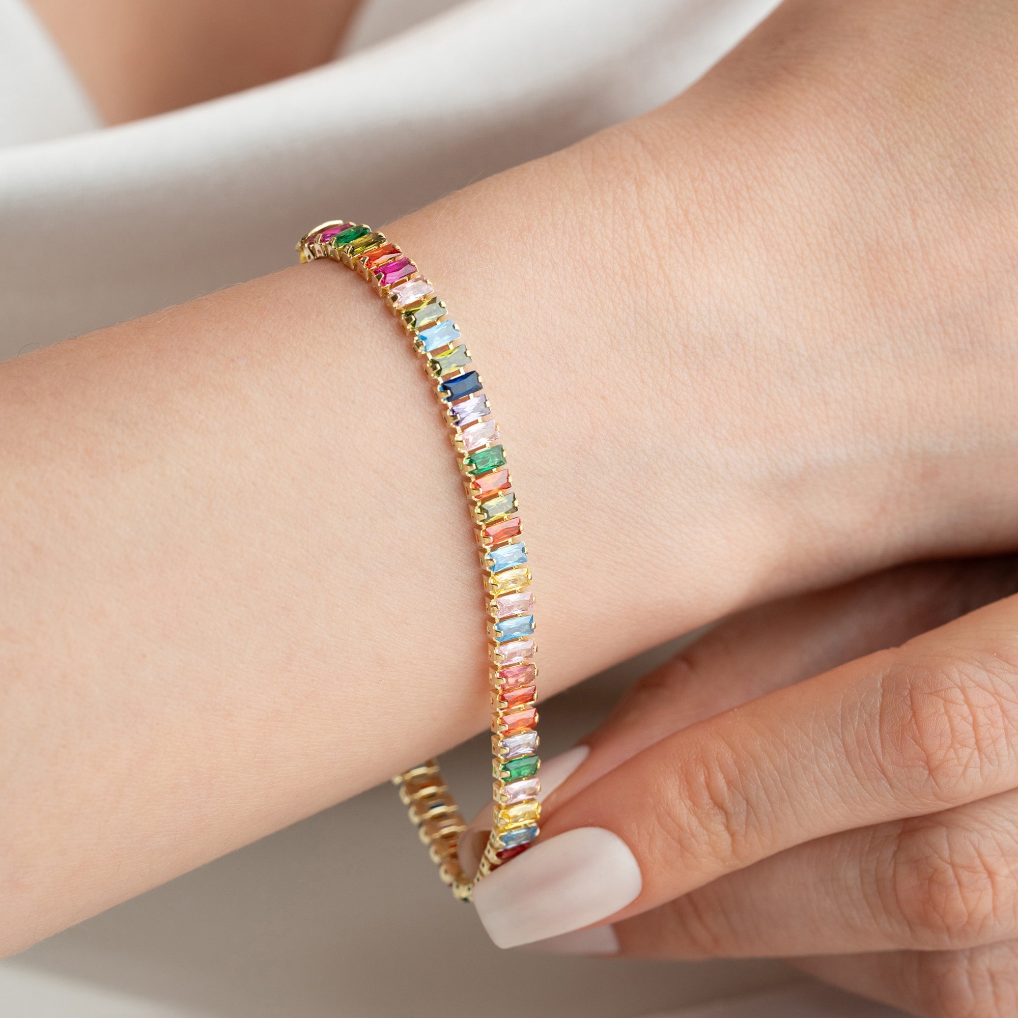 COLORFULL BAGUETTE ARMBAND | 925 SILBER