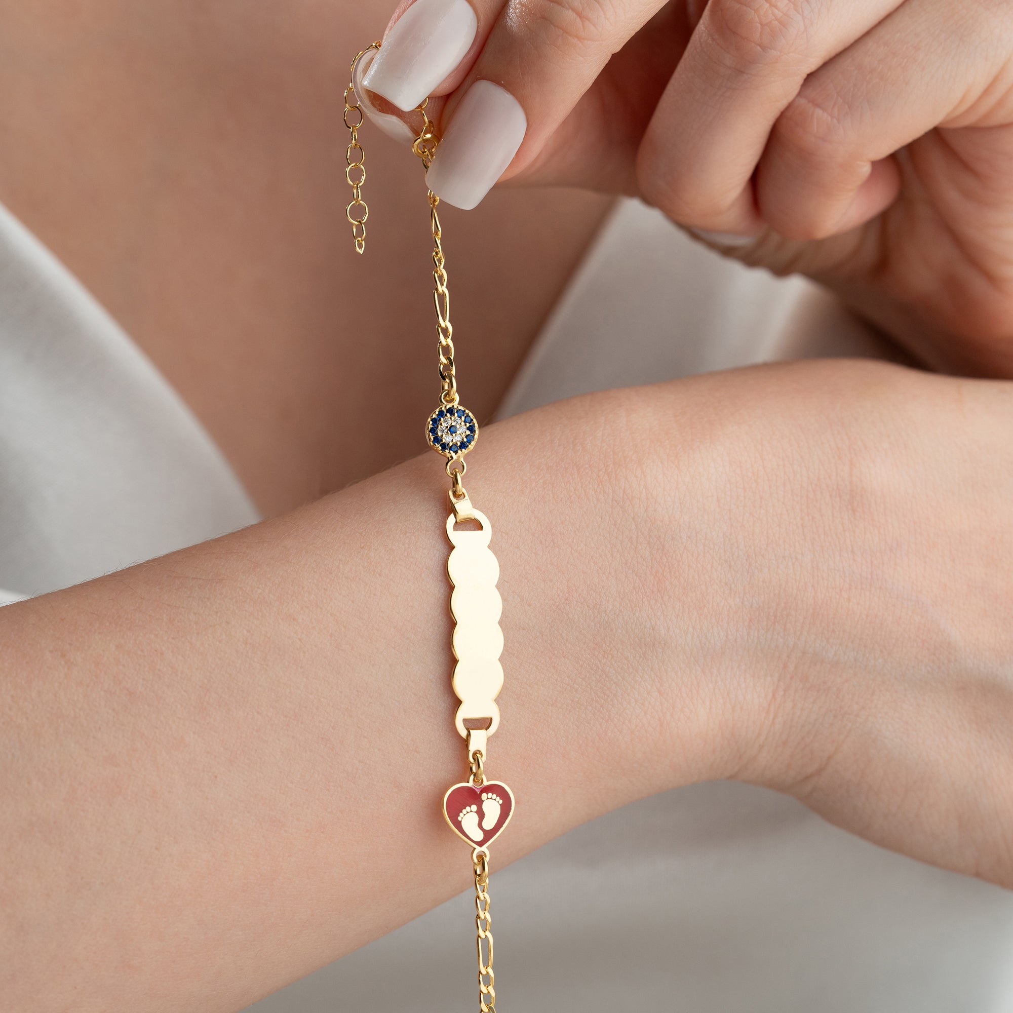 HERZ BABYFUSS KINDER ARMBAND | 925 SILBER