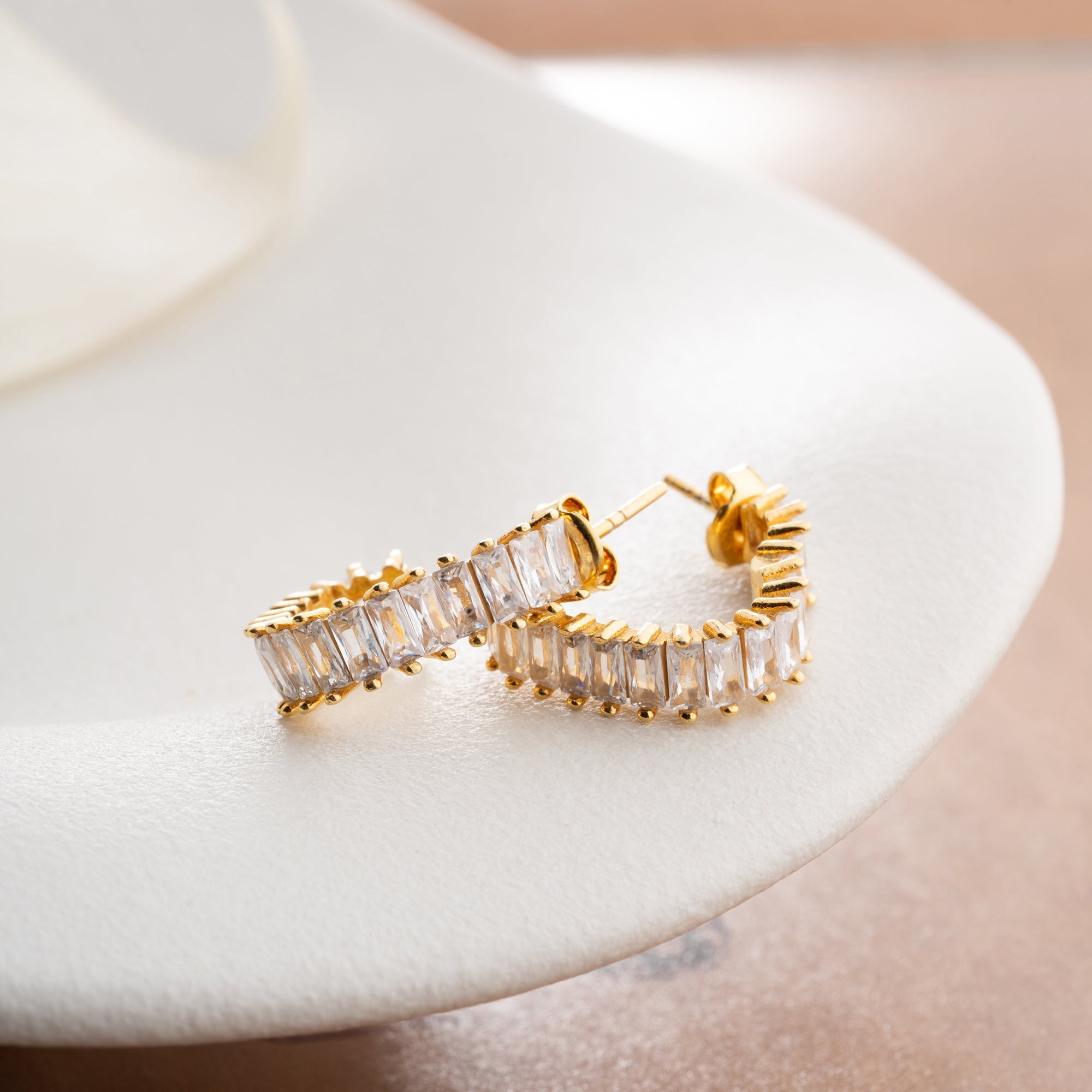 BAGUETTE HERZ CREOLEN | 925 SILBER